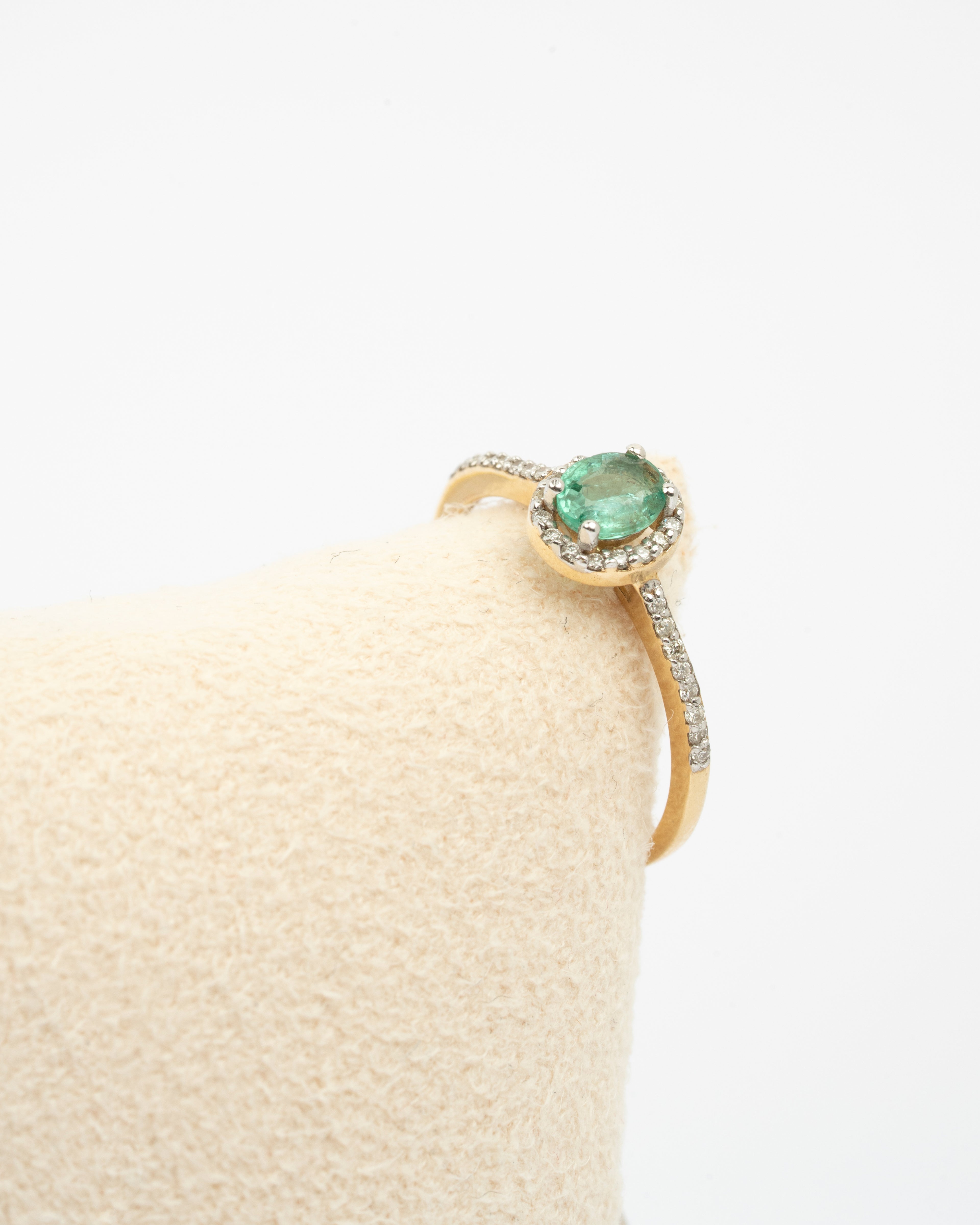 Prsteň Emerald Dream Halo , 14K zlato