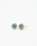 Náušnice Emerald Halo Studs , 14K zlato