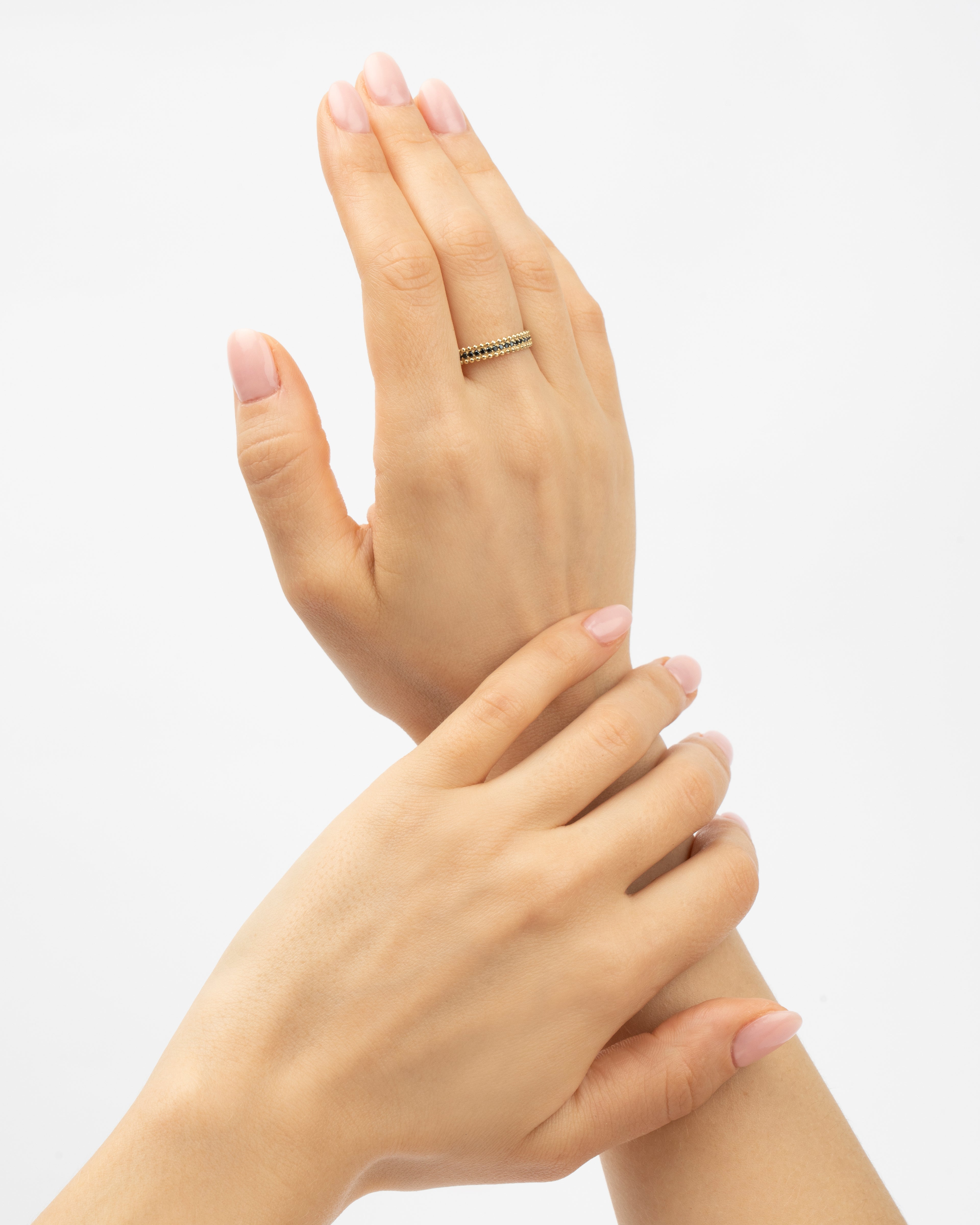 Prsteň Aurelia Beads black, 14K zlato