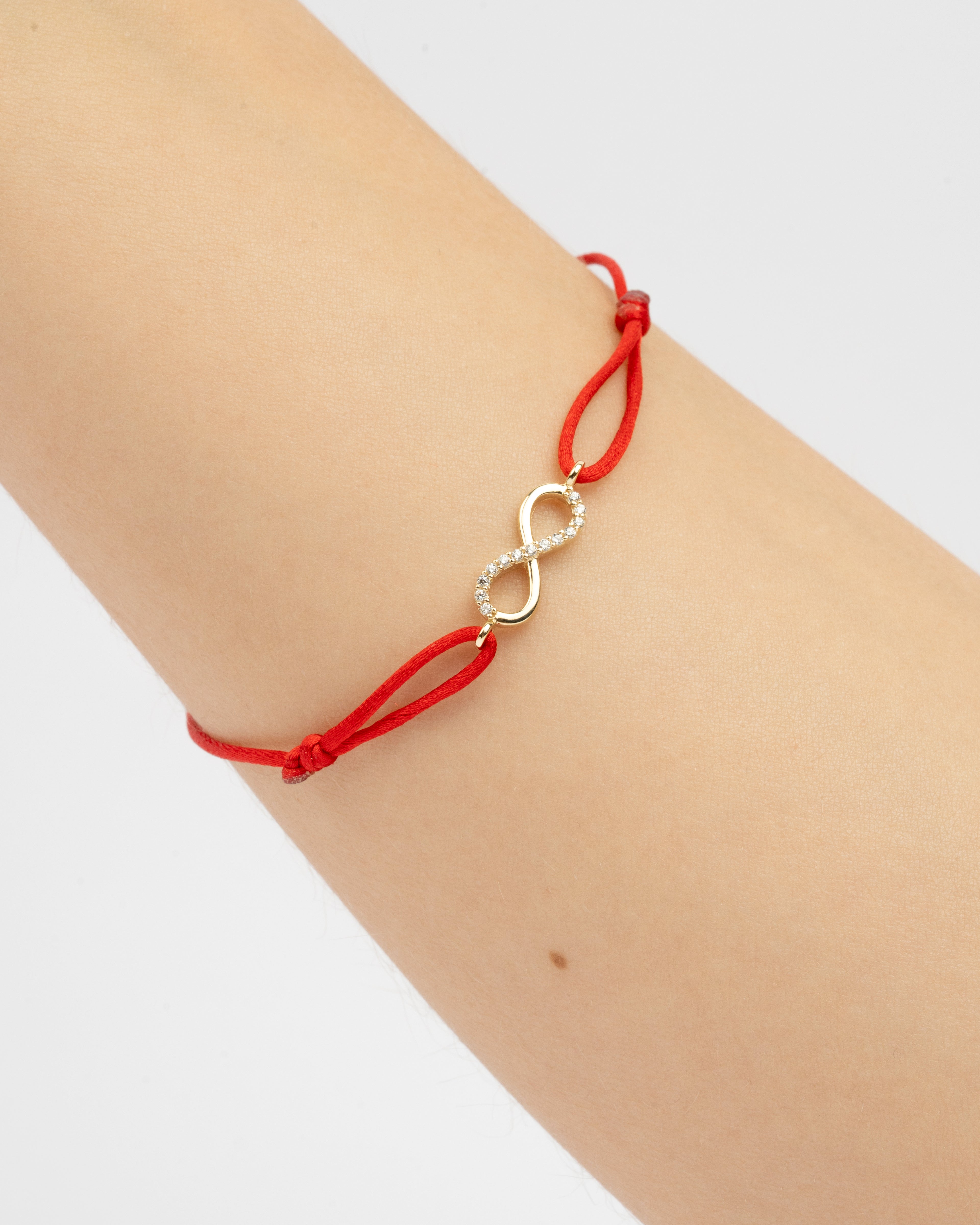 Zlatý šnúrkový náramok Infinite Sparkle, 14K zlato