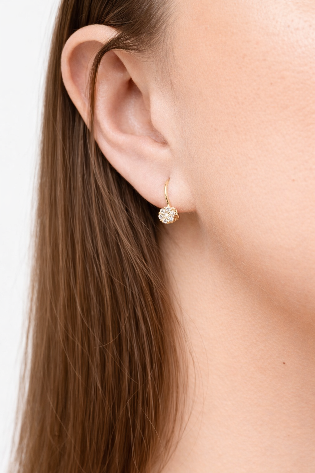 Náušnice na klasický patent Rosette Shine, 14K zlato