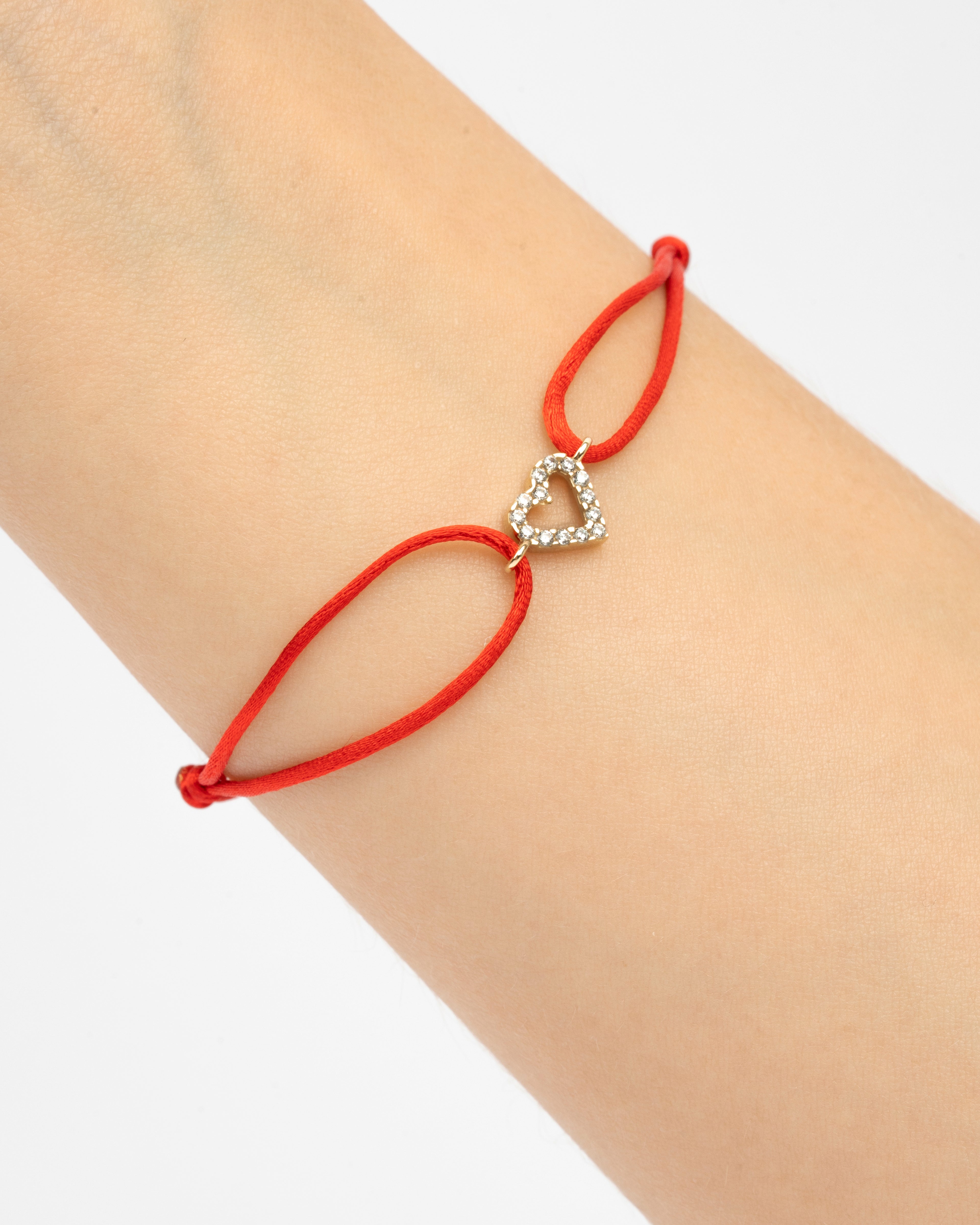 Zlatý šnúrkový náramok Heart Whisper, 14K zlato