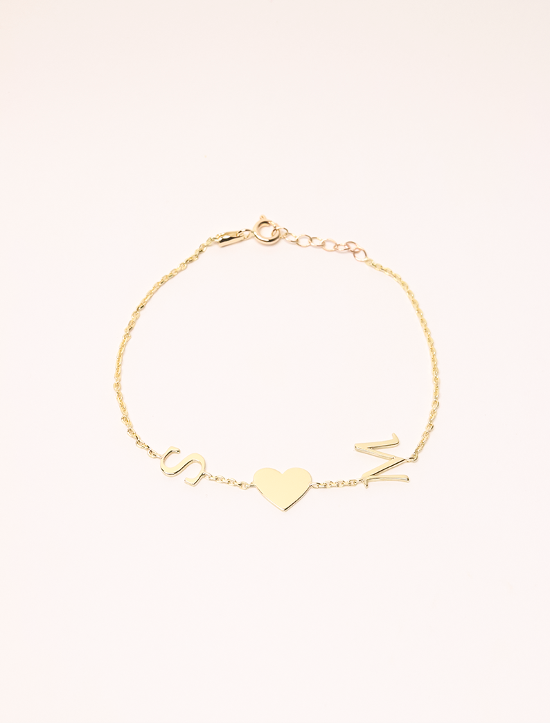 Atelier Love Initials Bracelet , 14K zlato