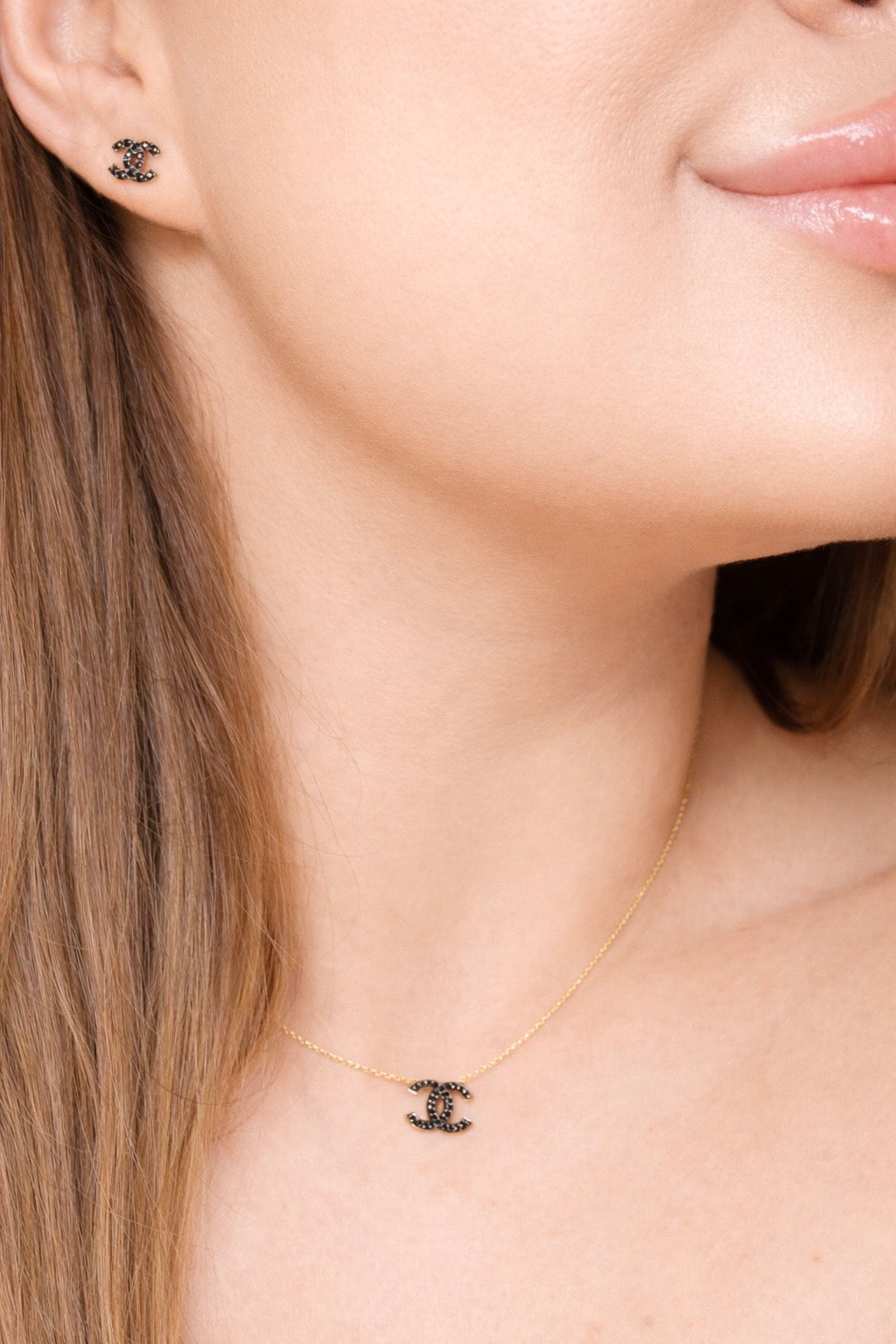 Napichovacie náušnice Étoile C Black Mini, 14K zlato