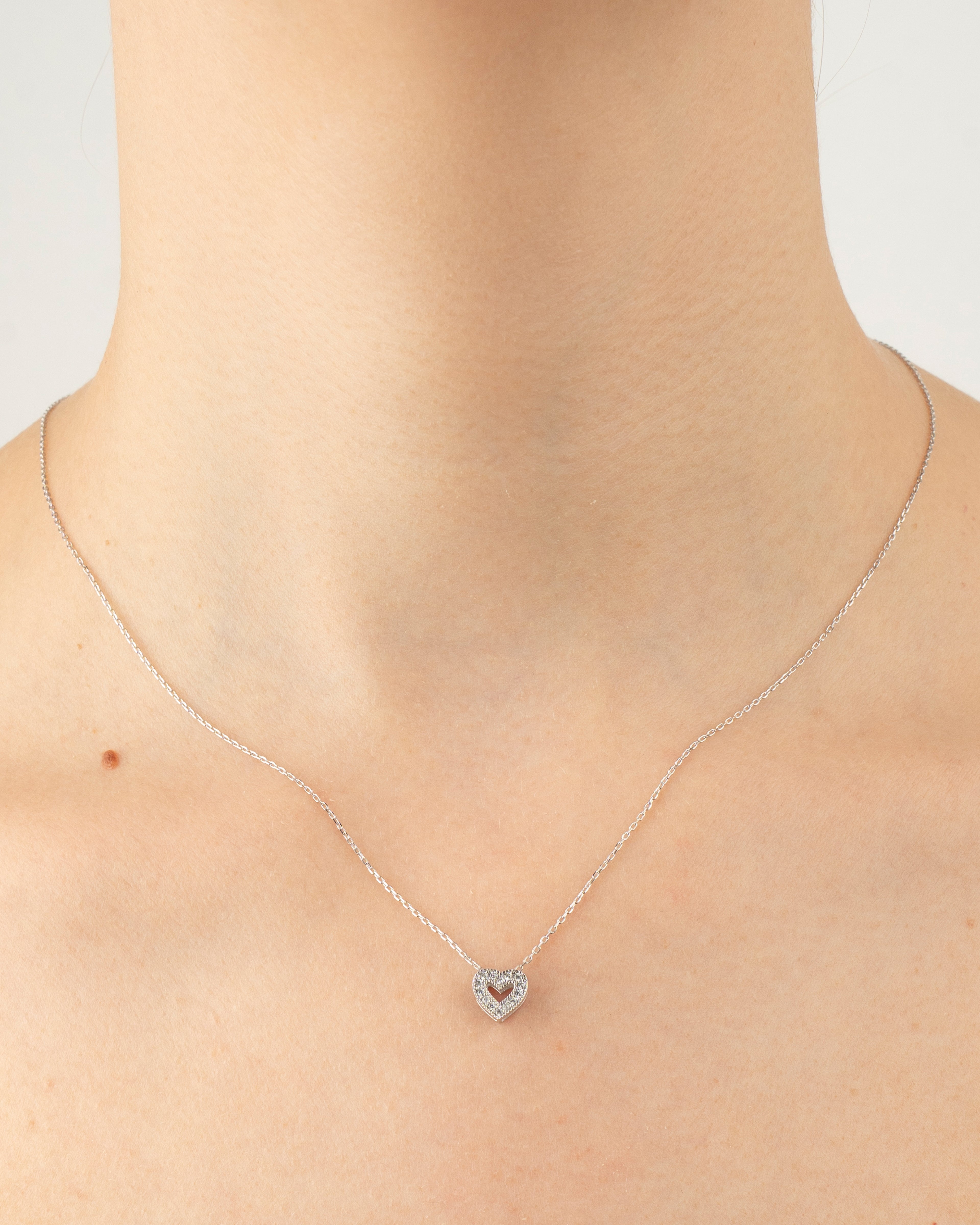 Náhrdelník Cœur Brillant, 14K biele zlato