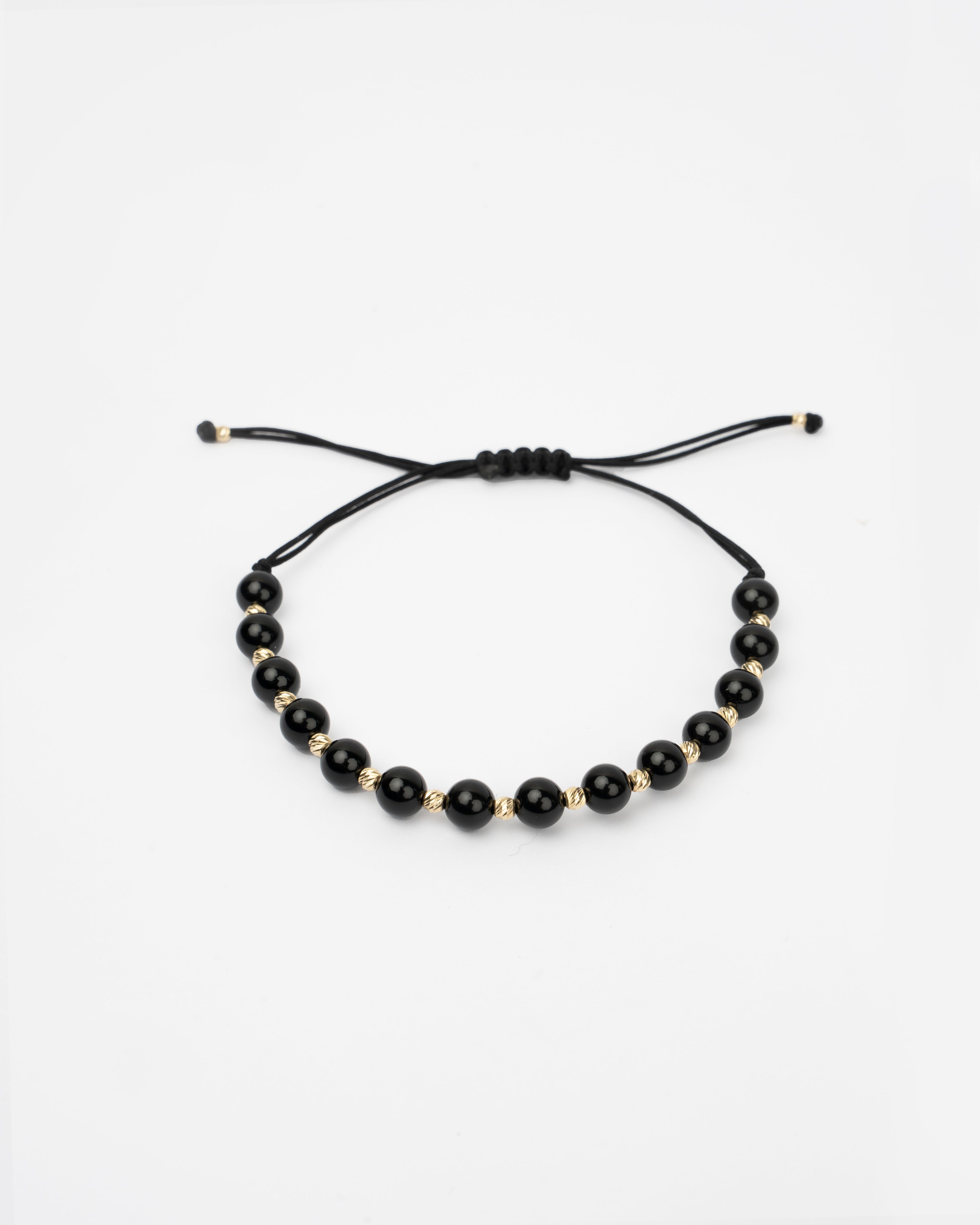 Zlatý šnúrkový náramok Onyx Sphere, 14K zlato