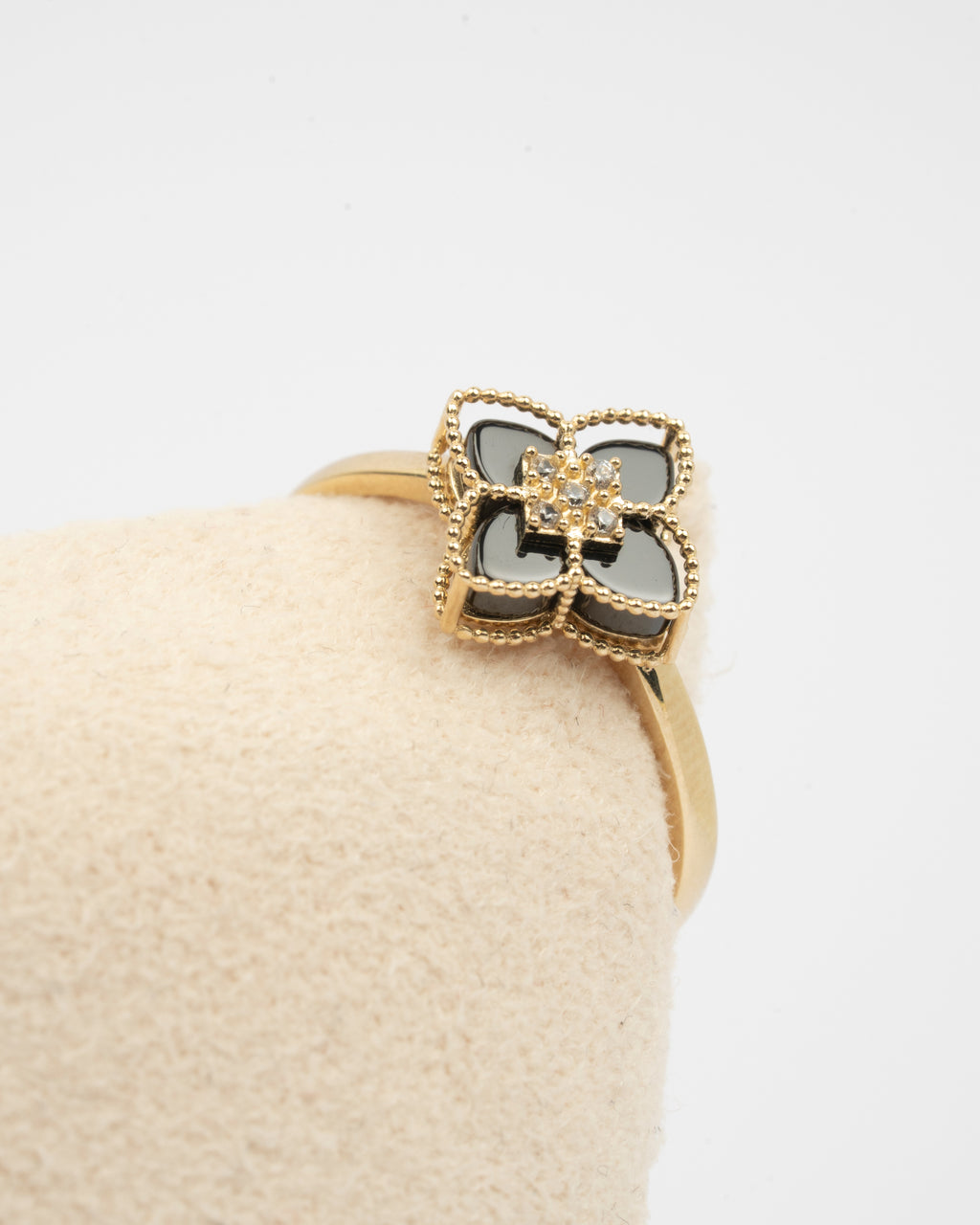 Prsteň Noir Fiora, 14K zlato