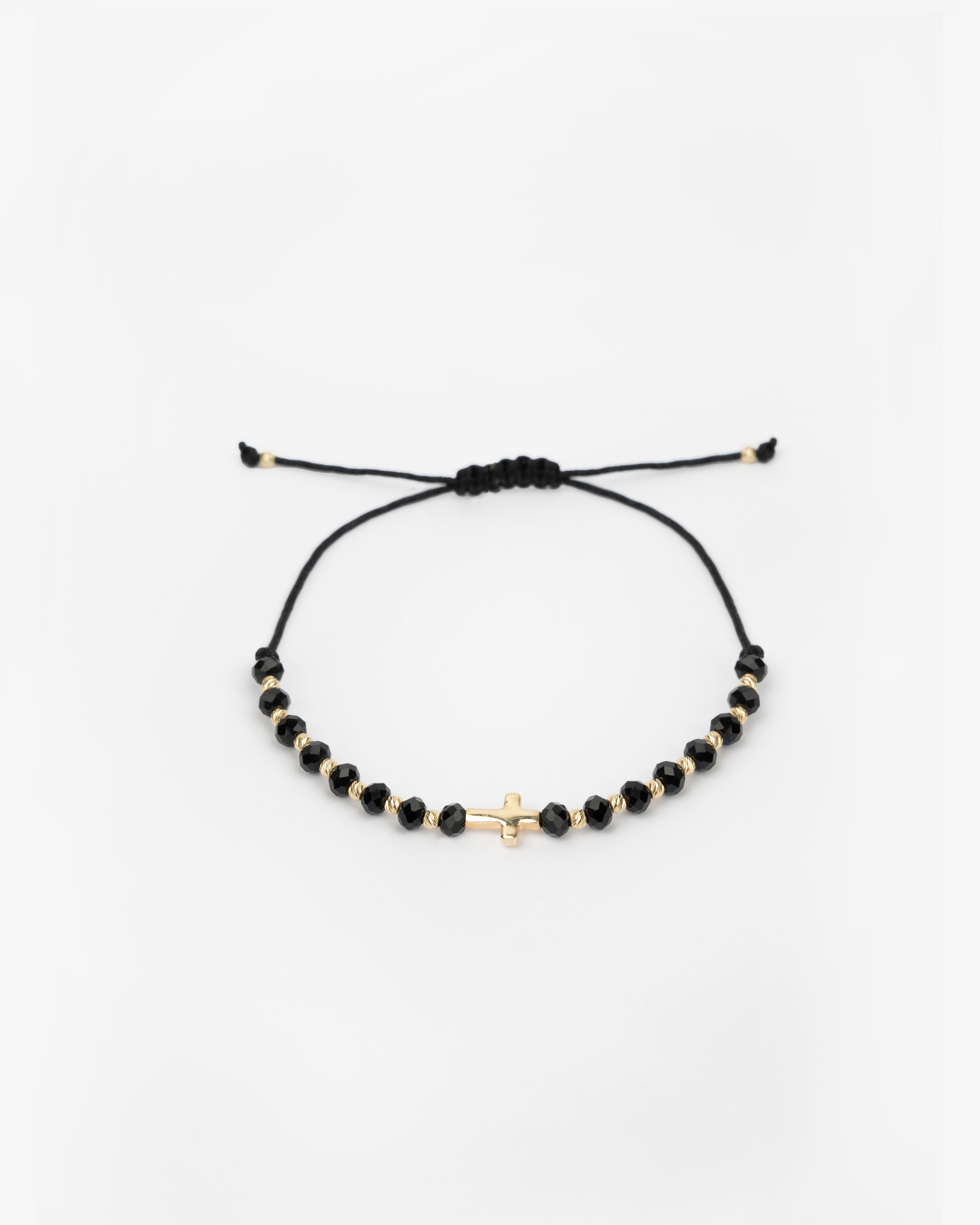 Zlatý šnúrkový náramok Onyx Cross, 14K zlato