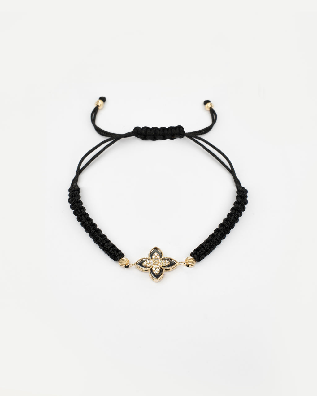 Zlatý šnúrkový náramok Fleur Noir, 14K zlato