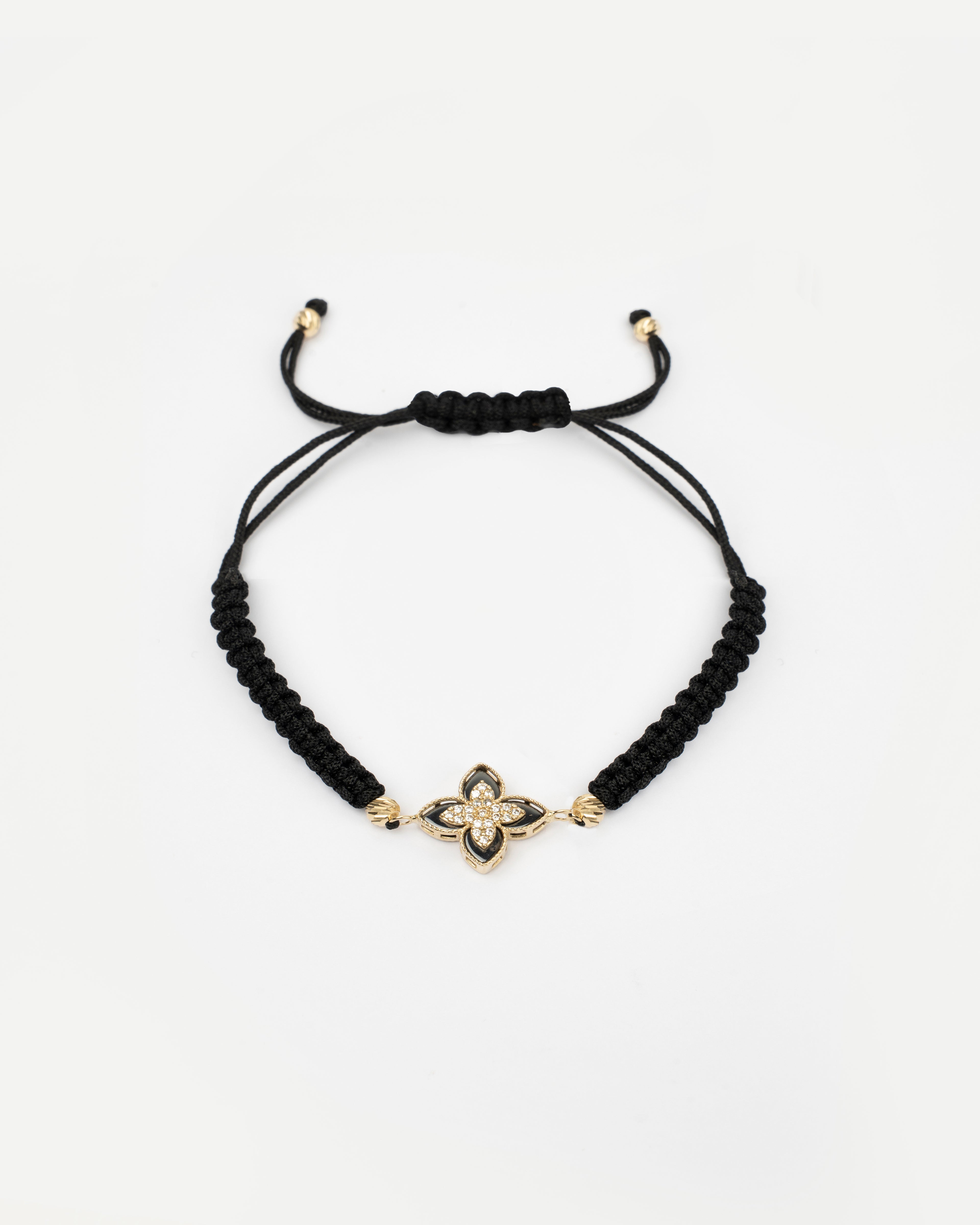 Zlatý šnúrkový náramok Fleur Noir, 14K zlato