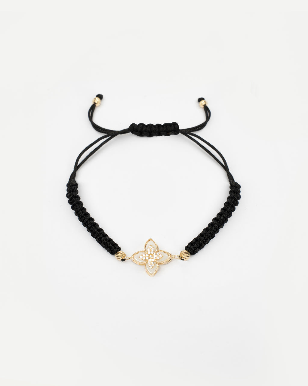 Zlatý šnúrkový náramok Fleur Blanc, 14K zlato