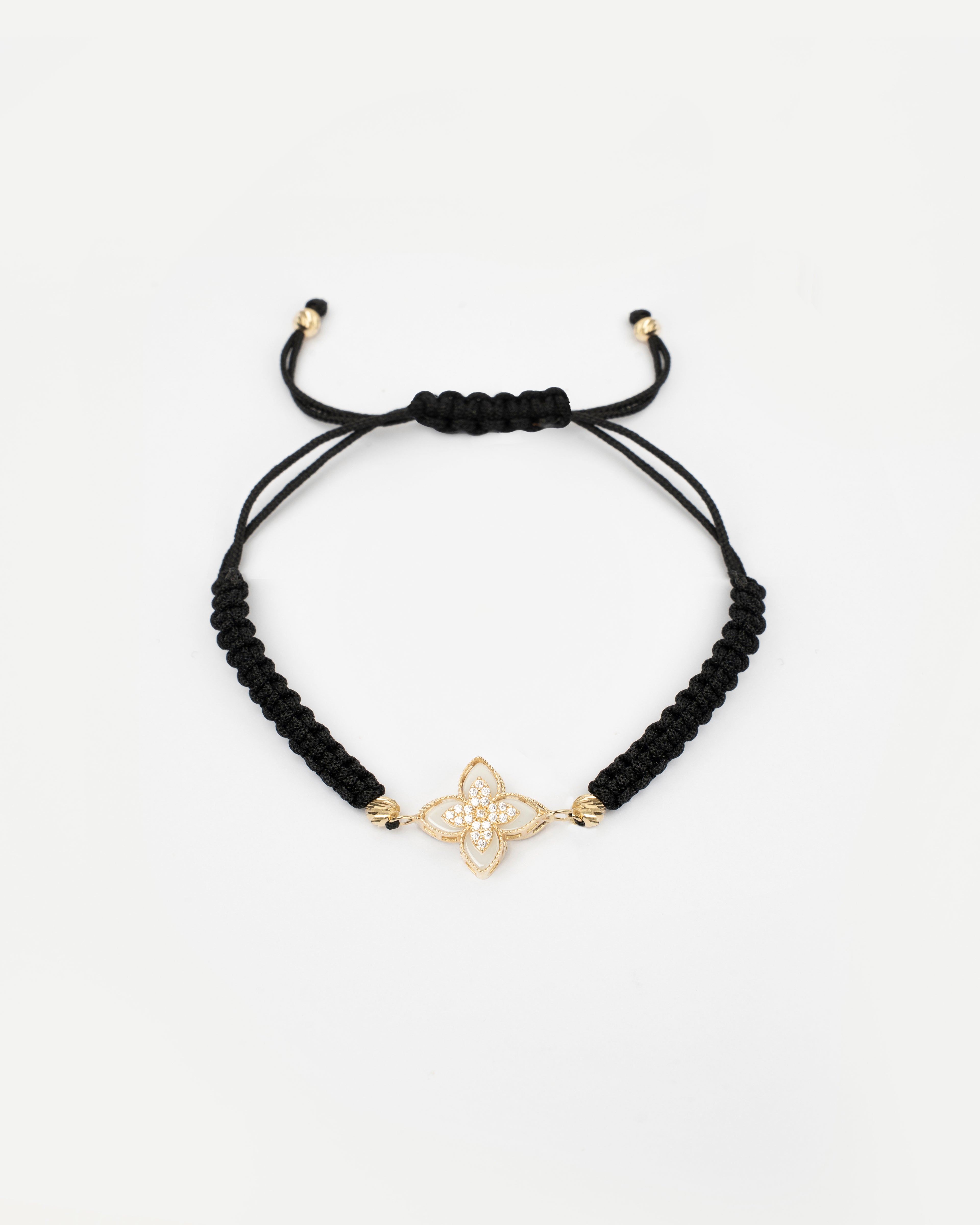 Zlatý šnúrkový náramok Fleur Blanc, 14K zlato