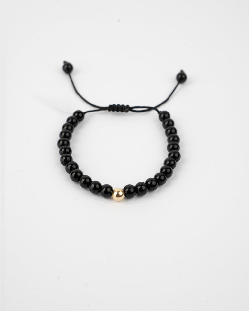 Zlatý šnúrkový náramok Noir Sphere Gloss, 14K zlato