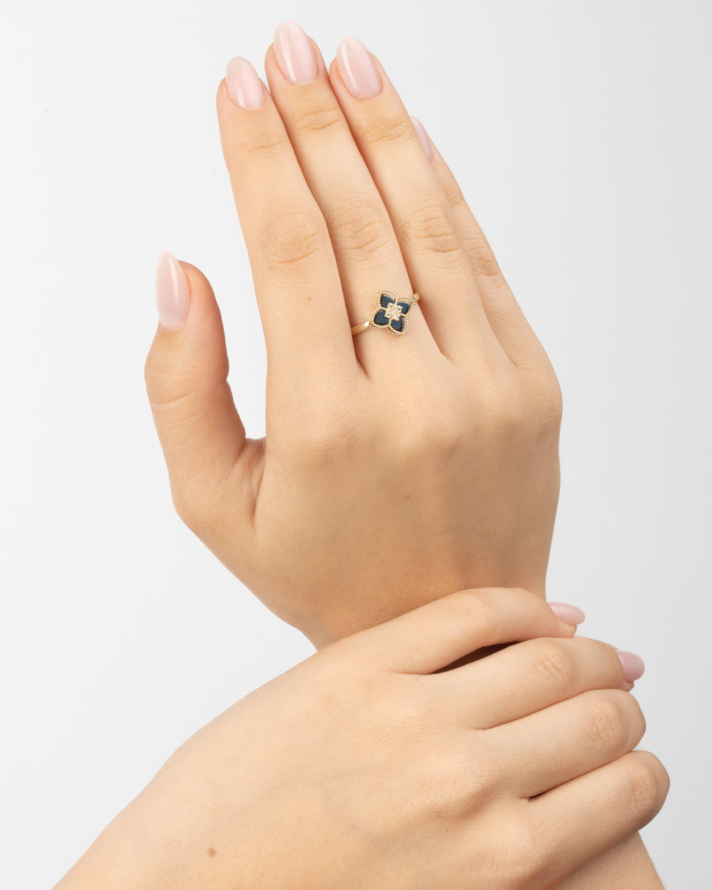 Prsteň Noir Fiora, 14K zlato