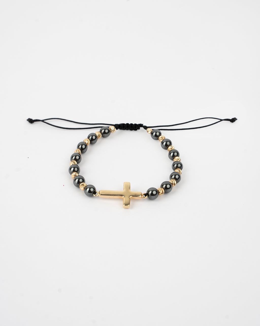 Atelier Cross & Hematite Bracelet, 14K zlat