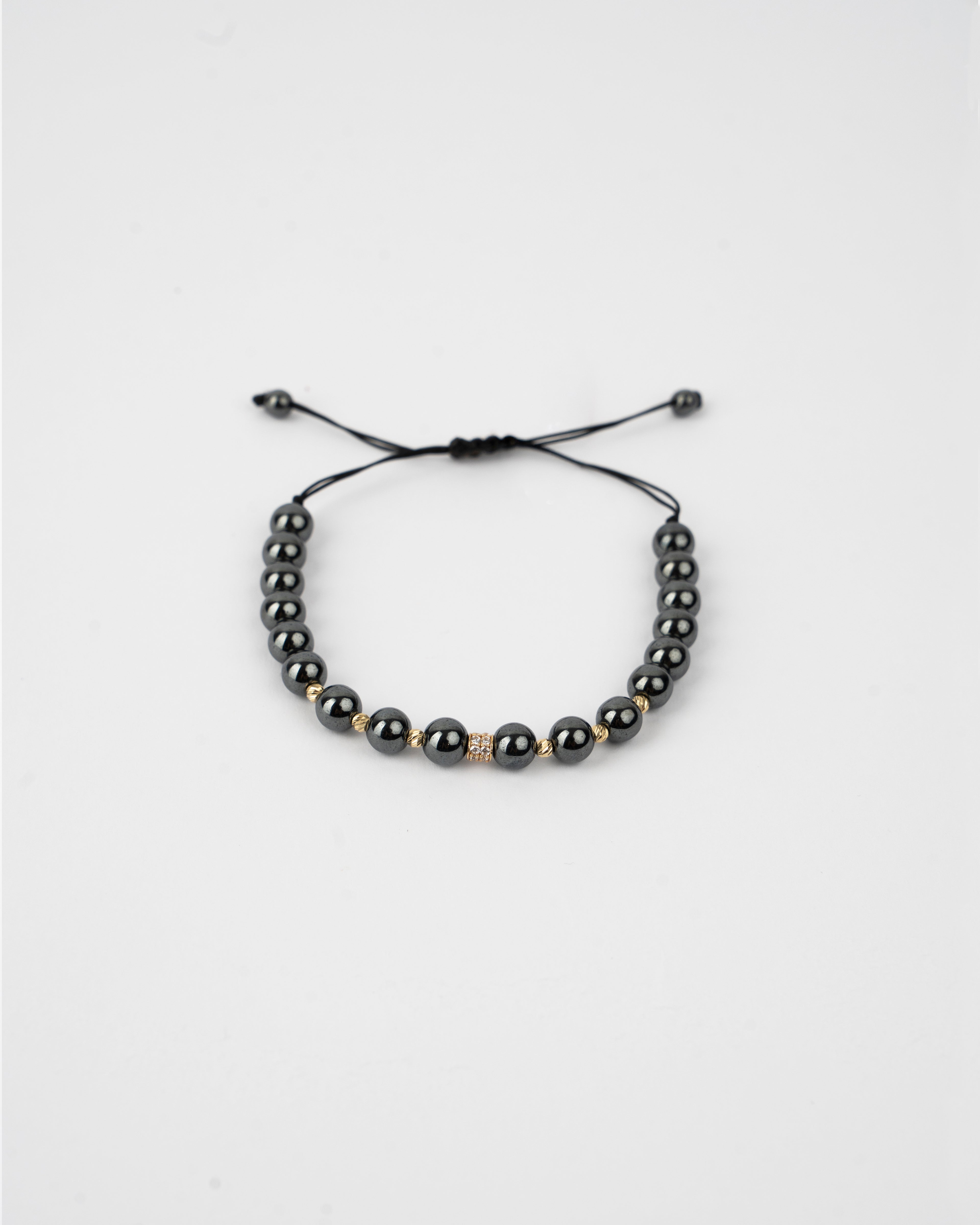 Šnúrkový náramok Héméra Gold & Hematite, 14K zlato