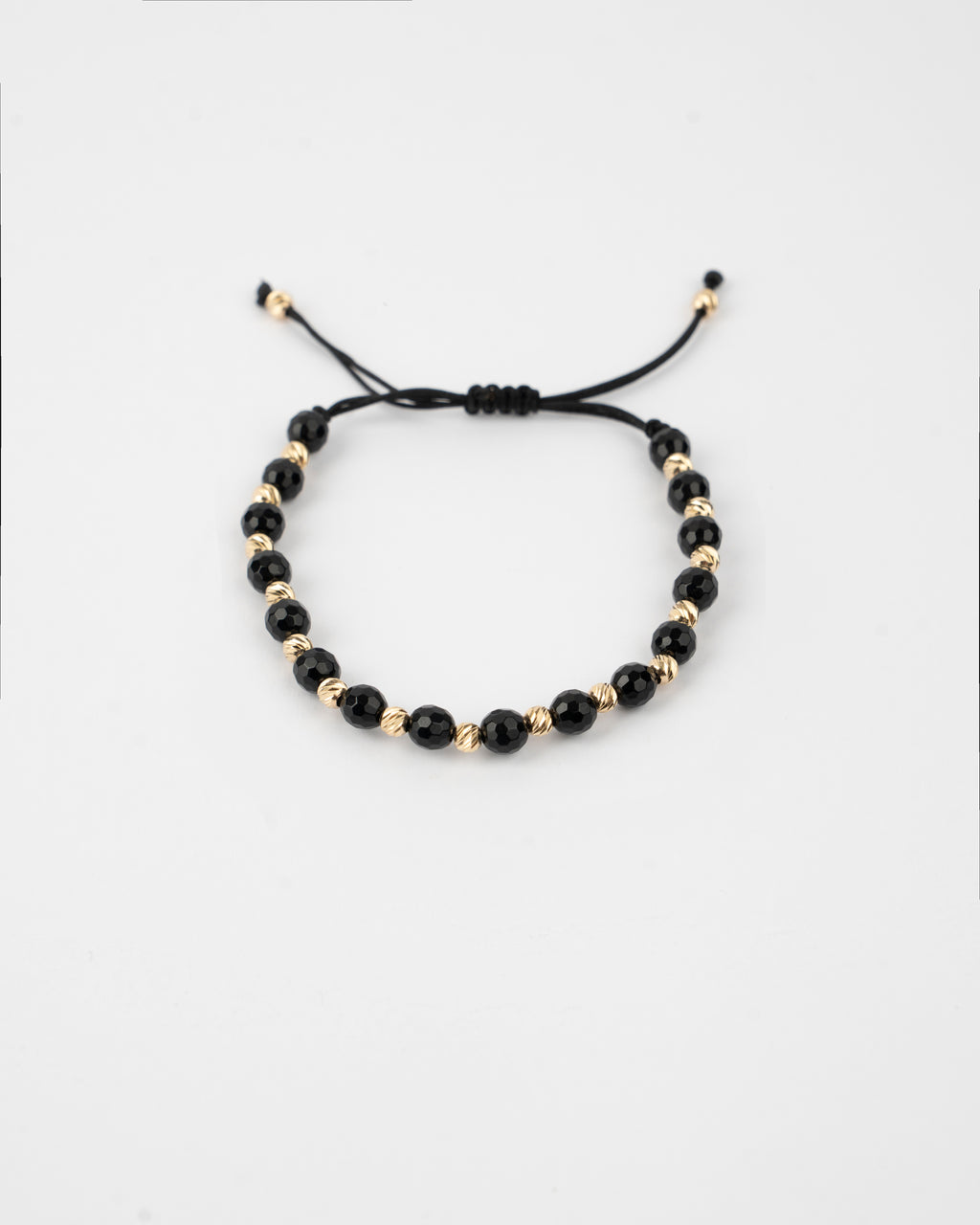 Zlatý šnúrkový náramok Onyx Facetté, 14K zlato