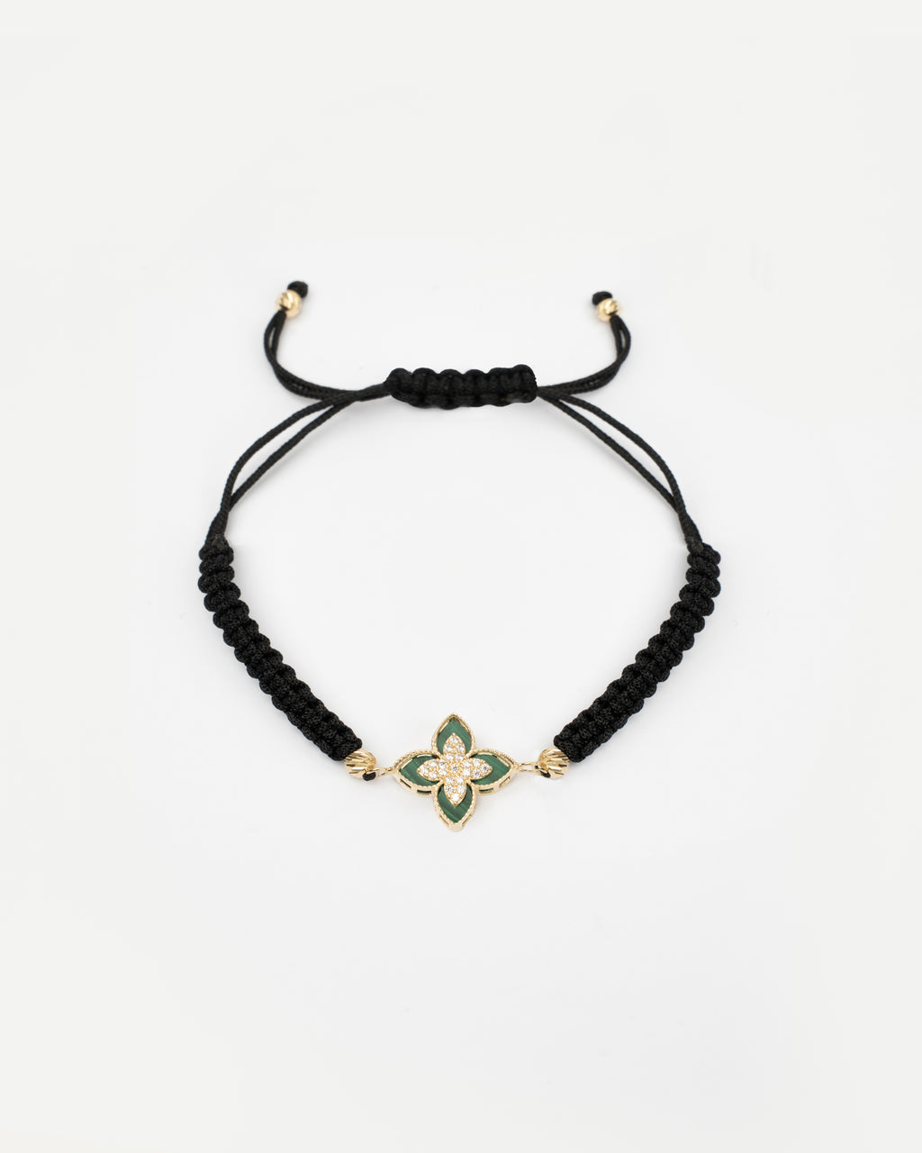 Zlatý šnúrkový náramok Fleur Vert, 14K zlato