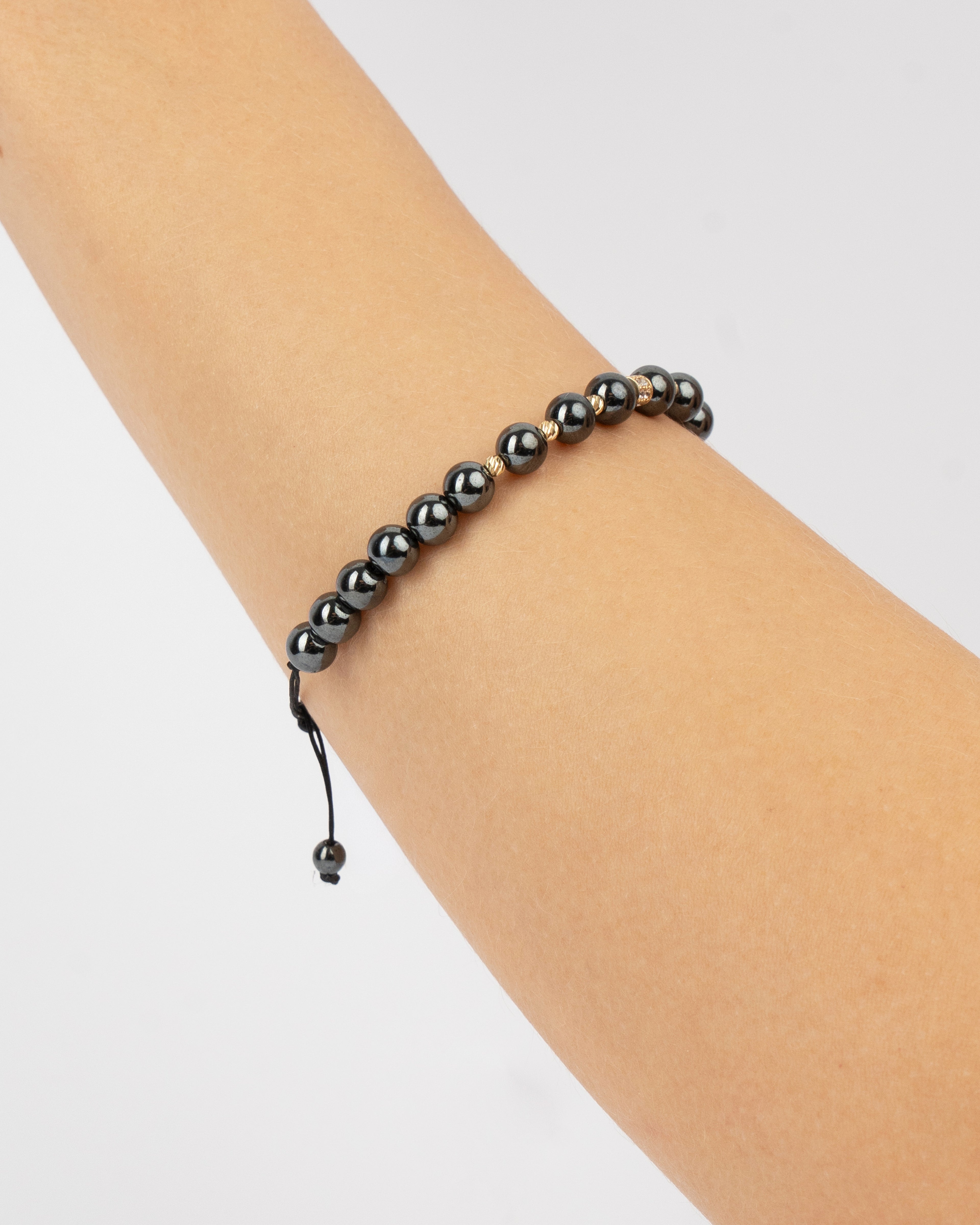 Šnúrkový náramok Héméra Gold & Hematite, 14K zlato