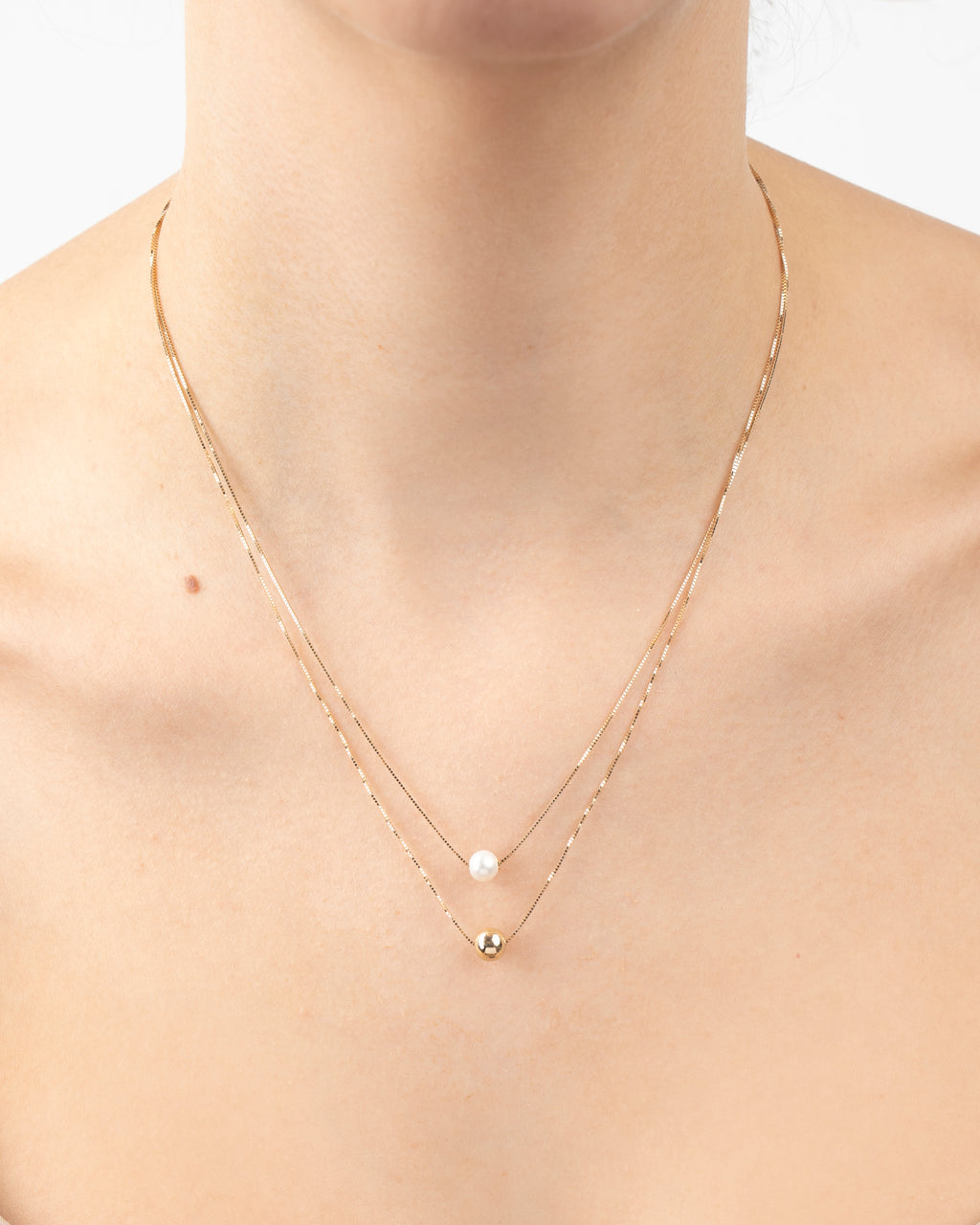 Náhrdelník Elina Duo Pearl, 14K zlato