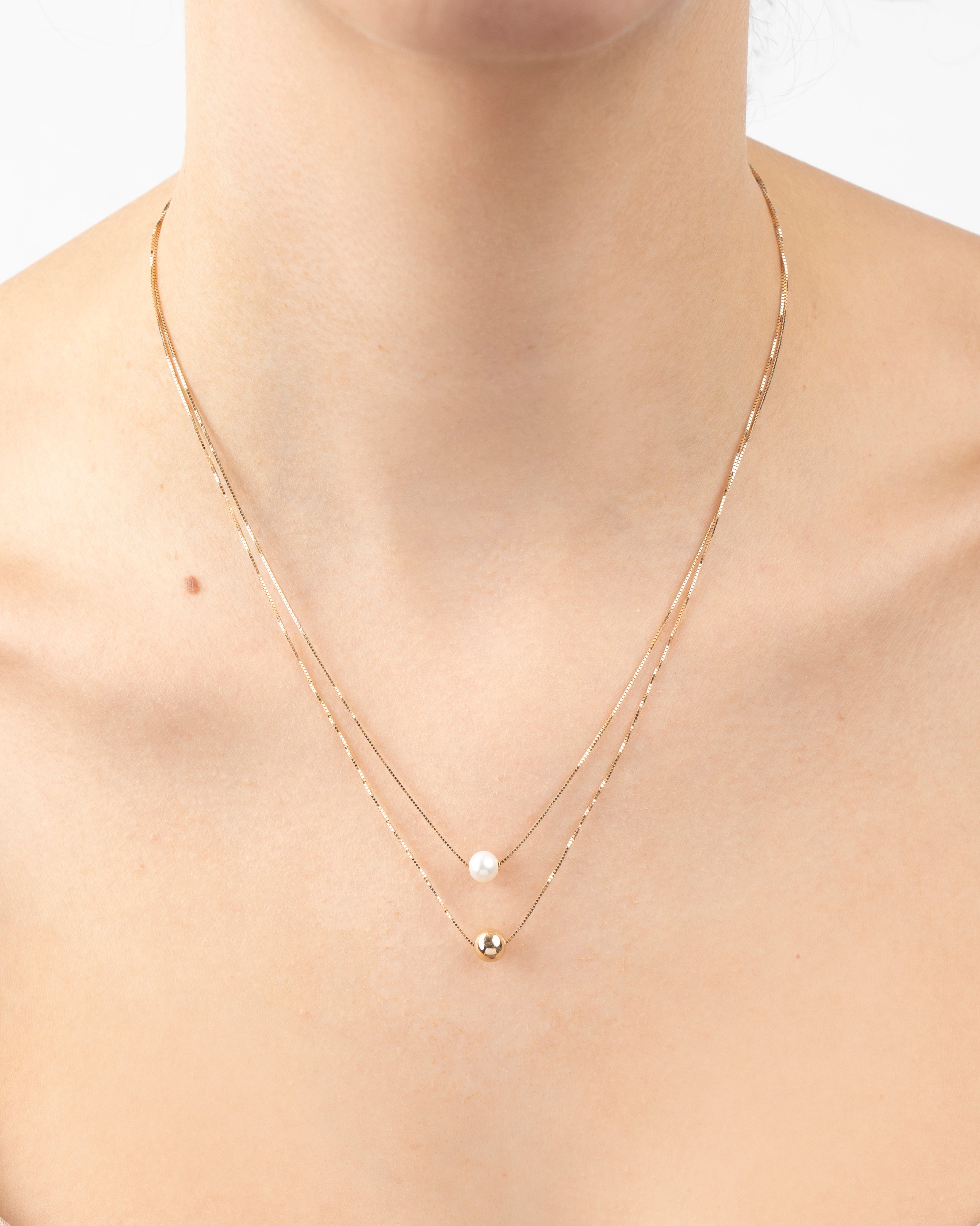 Náhrdelník Elina Duo Pearl, 14K zlato