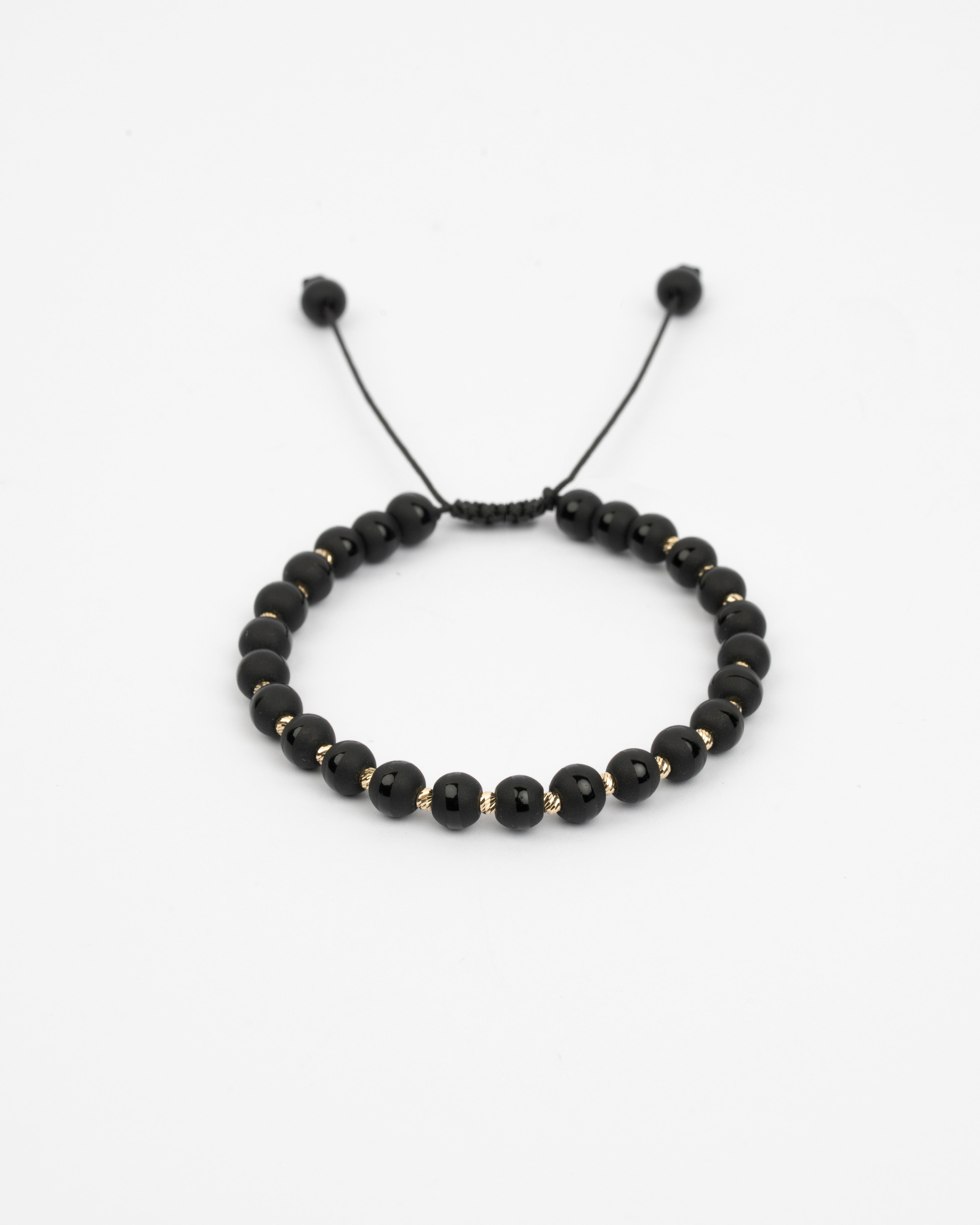 Zlatý šnúrkový náramok Onyx Dualité, 14K zlato