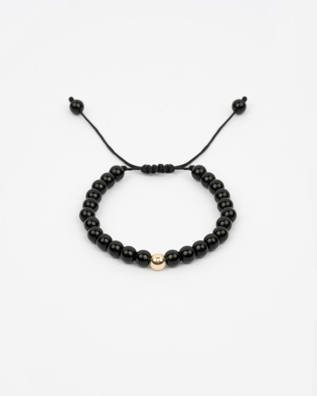 Zlatý šnúrkový náramok Noir Sphere, 14K zlato