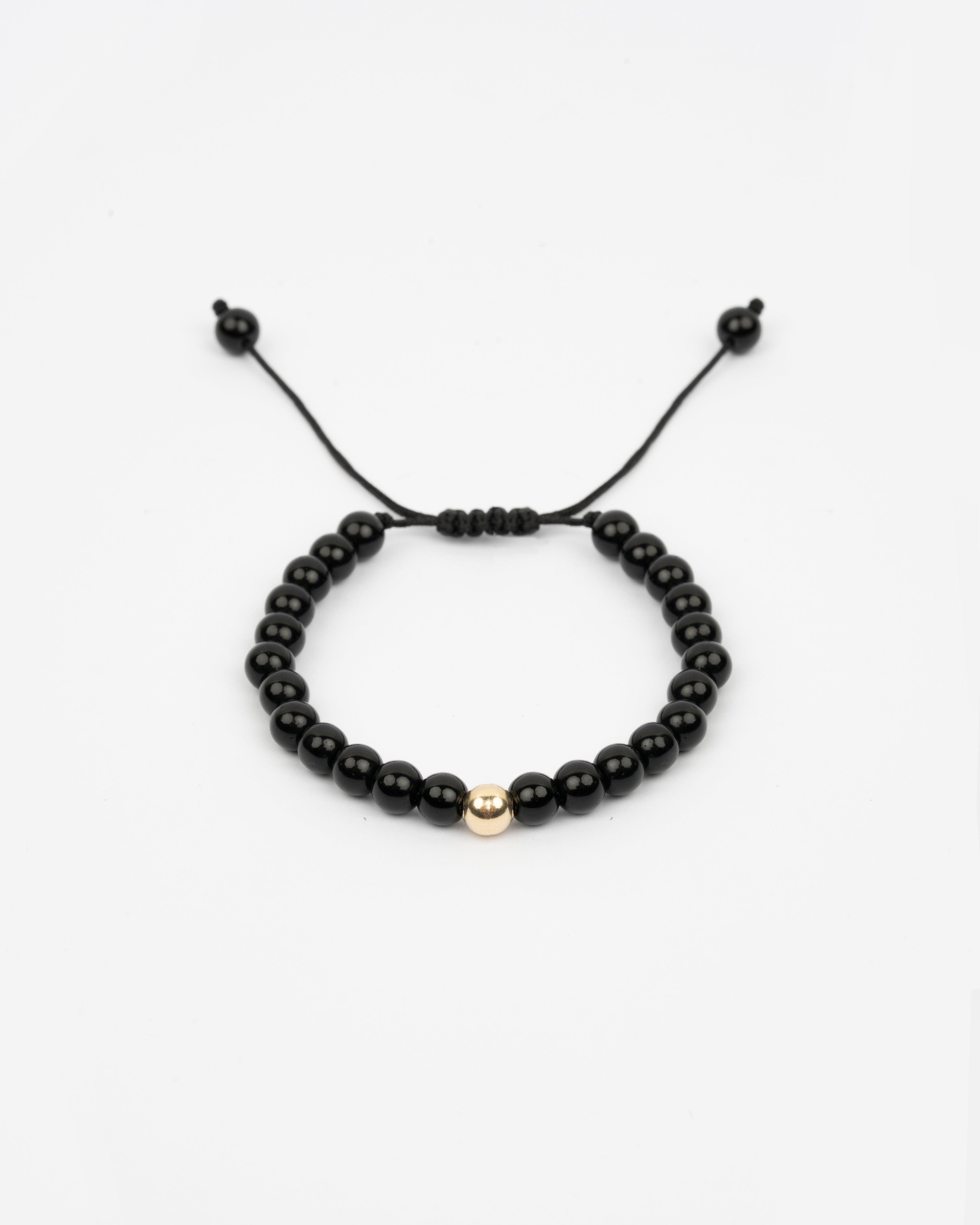 Zlatý šnúrkový náramok Noir Sphere, 14K zlato