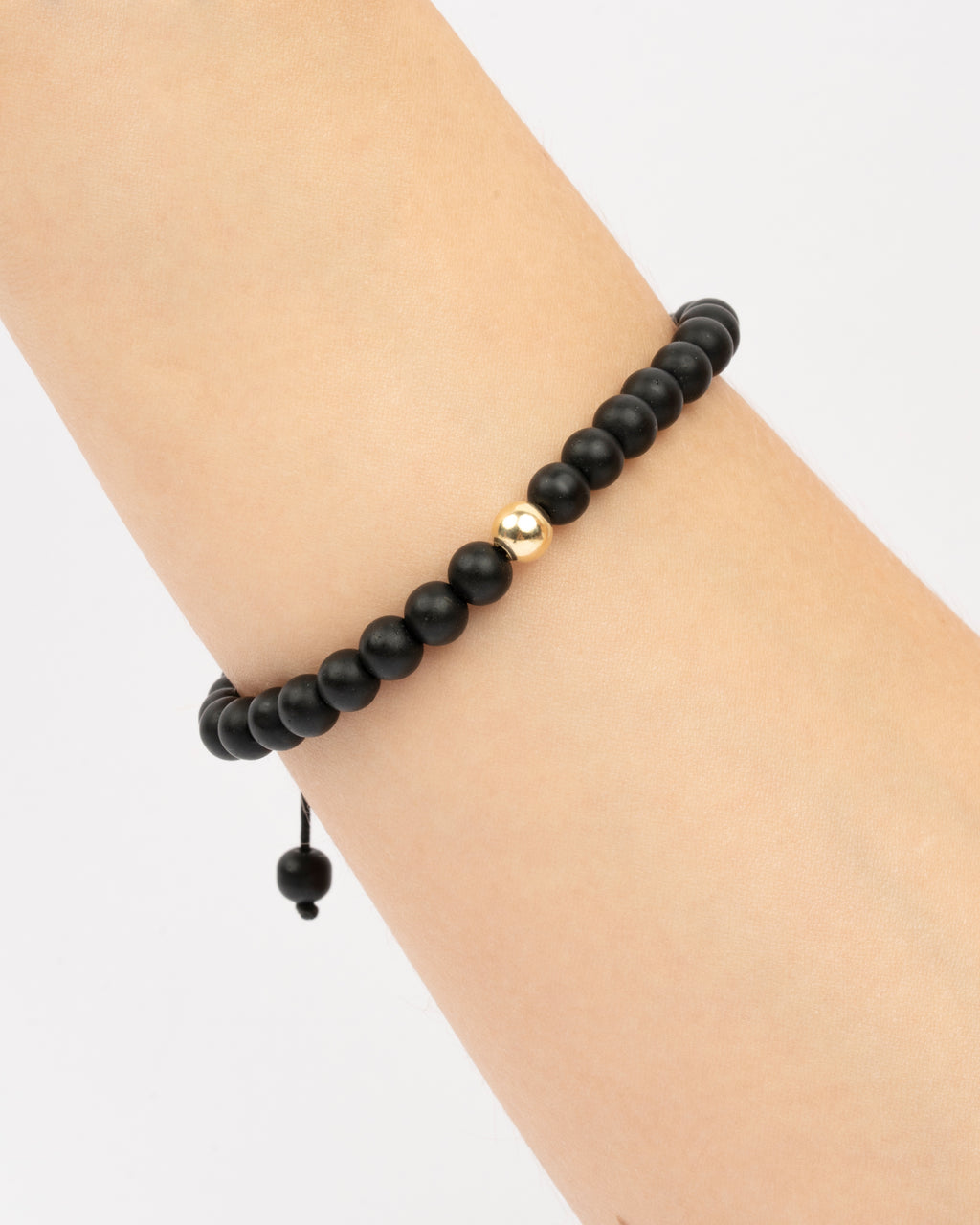 Zlatý šnúrkový náramok Noir Sphere, 14K zlato