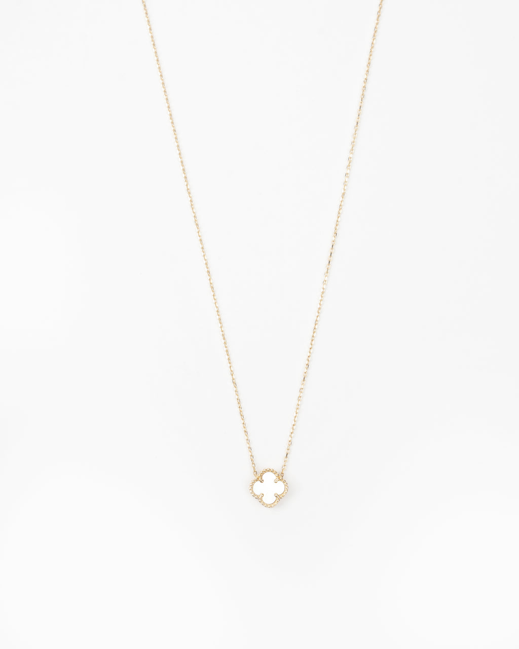 Náhrdelník Aurora Clover biely malý , 14K zlato