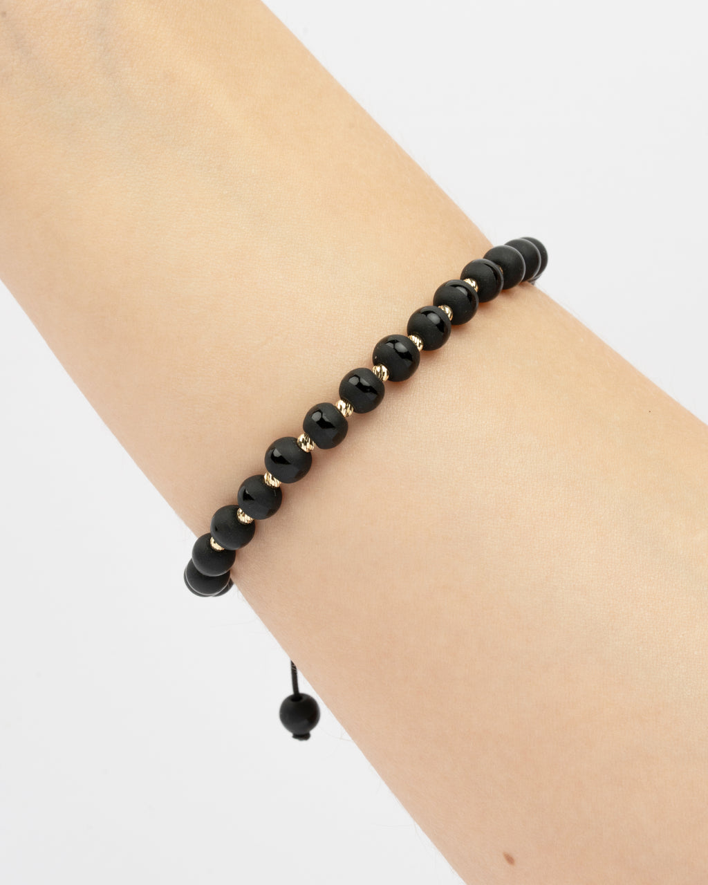 Zlatý šnúrkový náramok Onyx Dualité, 14K zlato