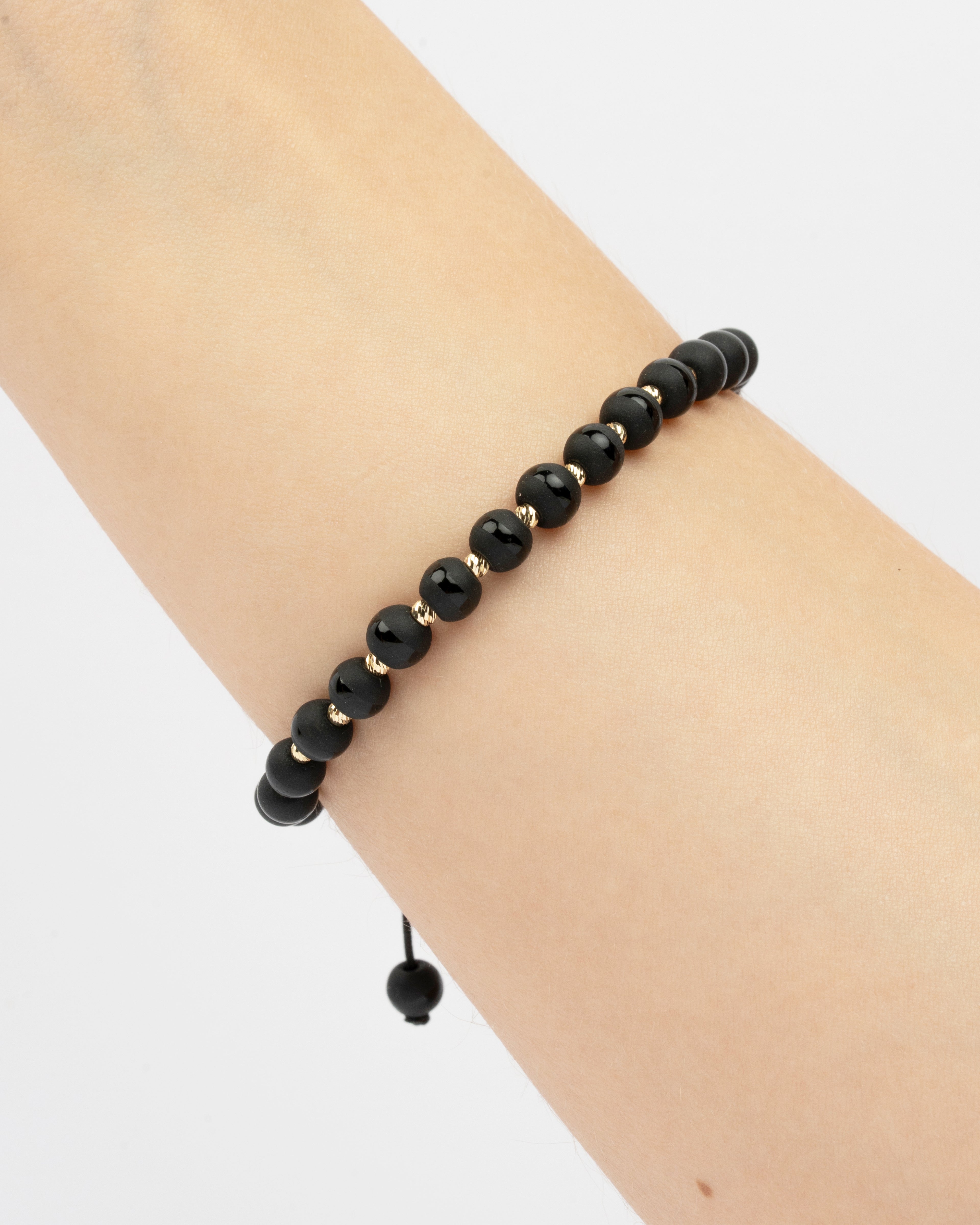 Zlatý šnúrkový náramok Onyx Dualité, 14K zlato