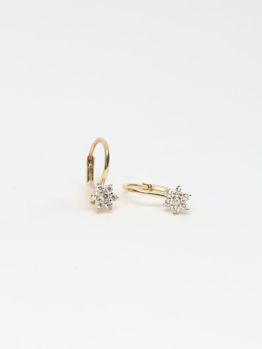 Náušnice na klasický patent Flower Shine, 14K zlato