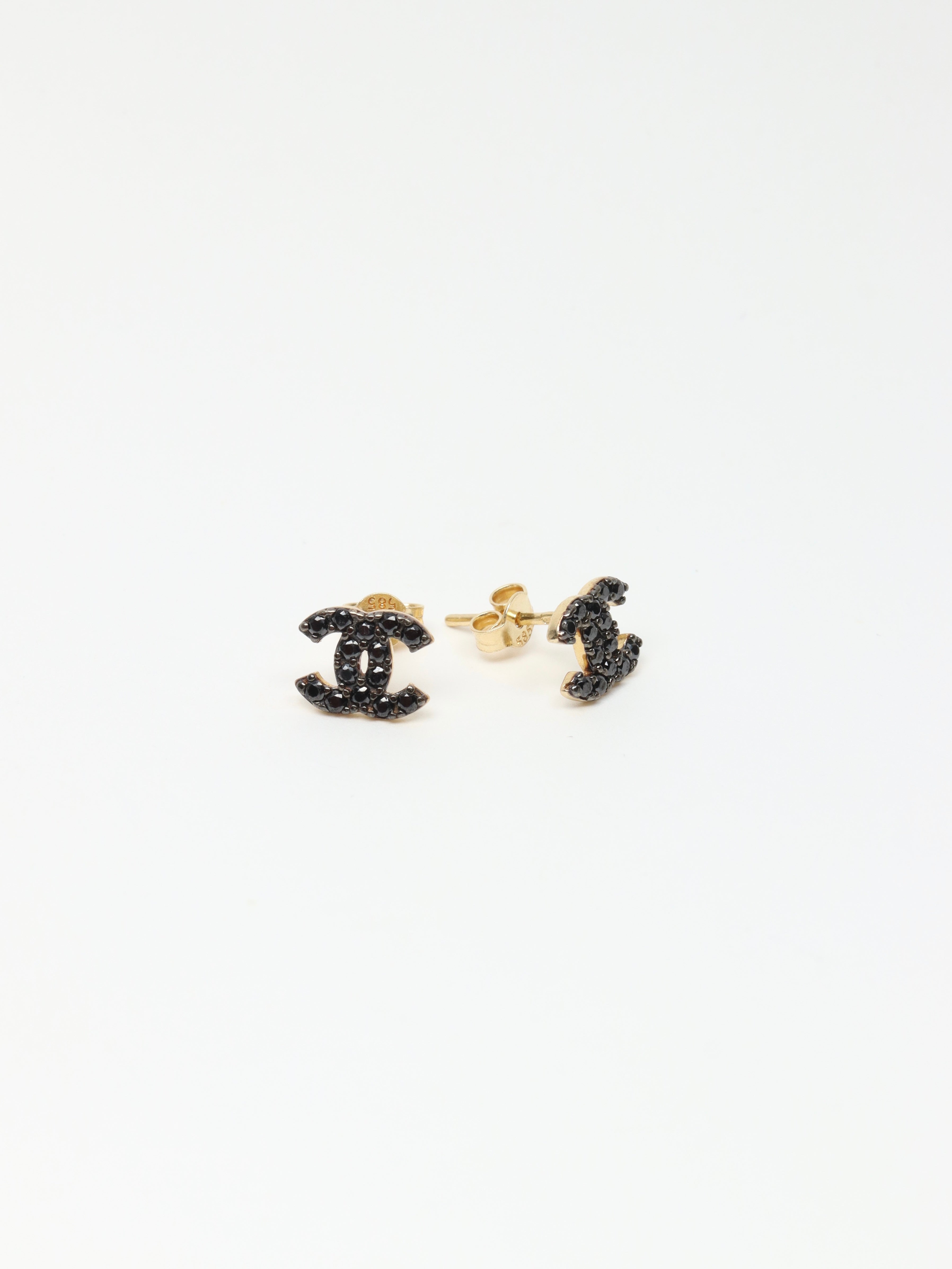 Napichovacie náušnice Étoile C Black Mini, 14K zlato