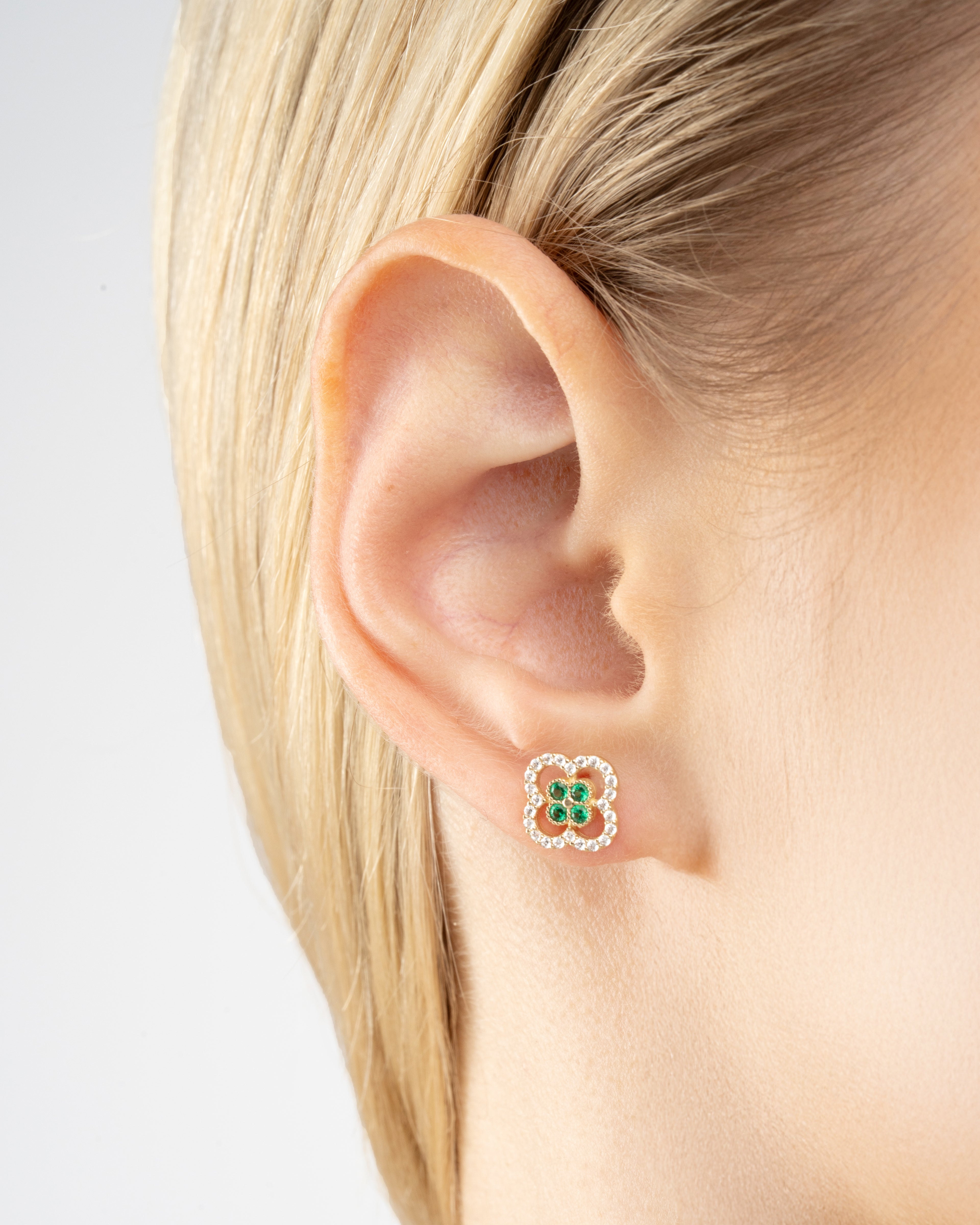 Napichovacie náušnice Verde Fiore Petit, 14K zlato