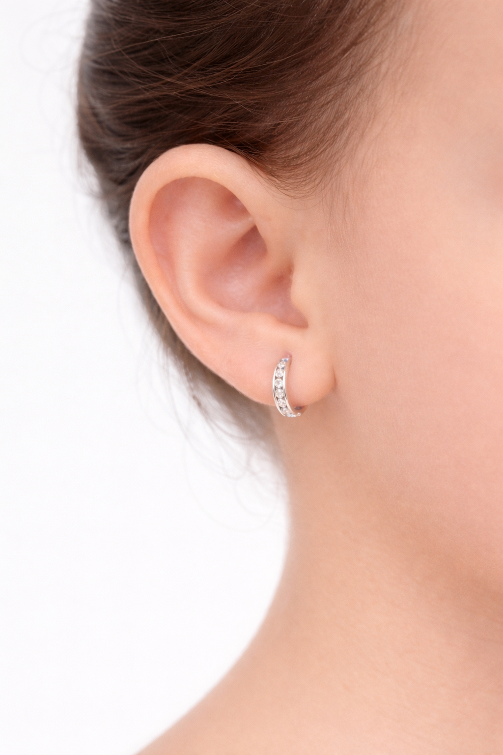 Náušnice Classic Shine Hoops biele, 14K zlato
