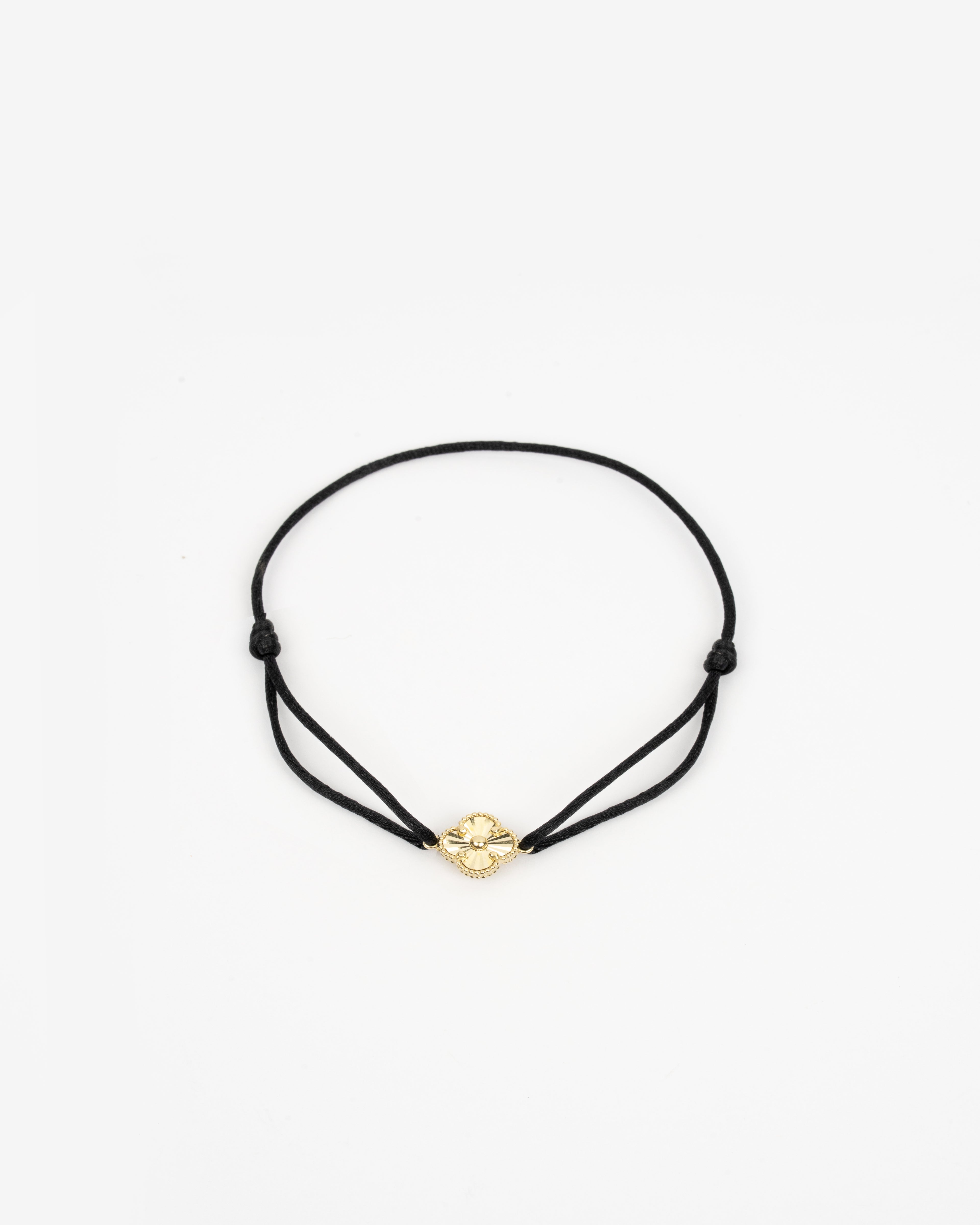 Zlatý šnúrkový náramok Golden Clover Wish, 14K zlato