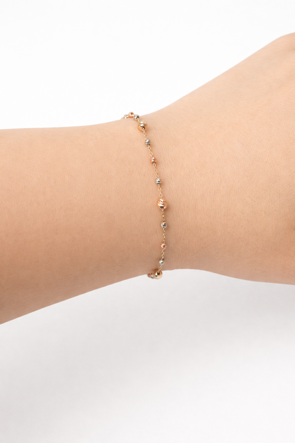 Náramok Elowen Beads trojfarebný, 14K zlato