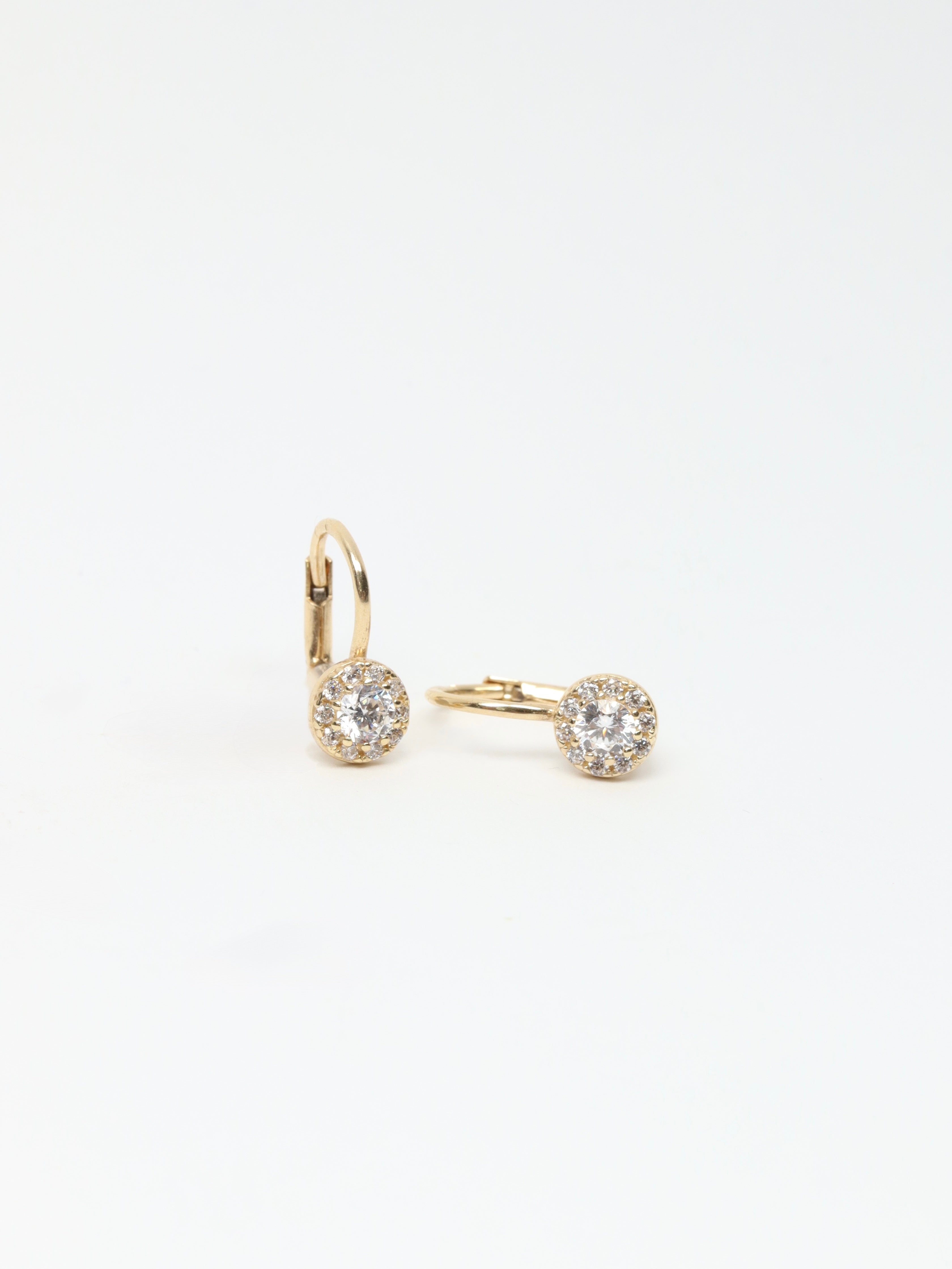 Náušnice na klasický patent Halo Shine, 14K zlato