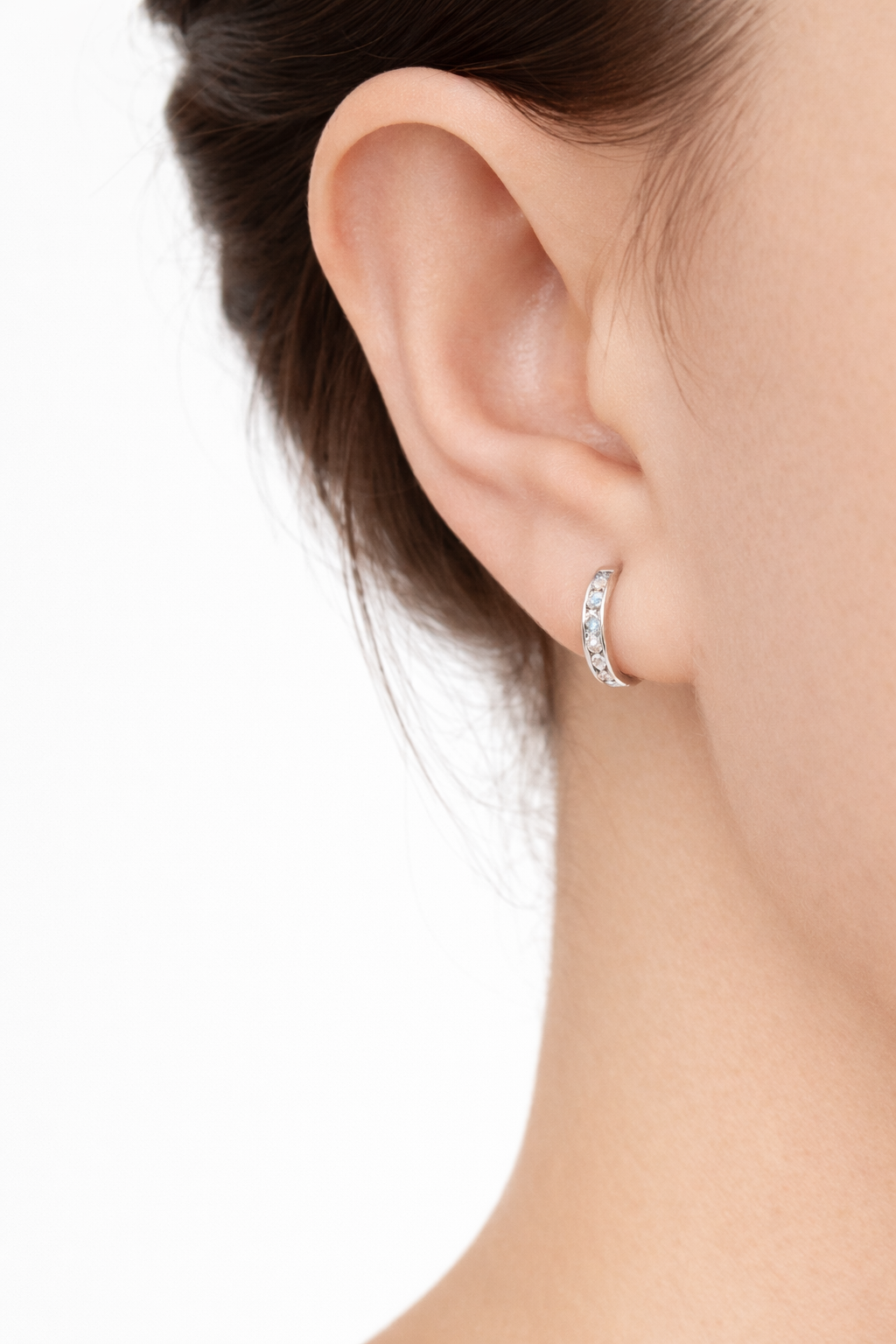 Náušnice Classic Shine Hoops biele, 14K zlato