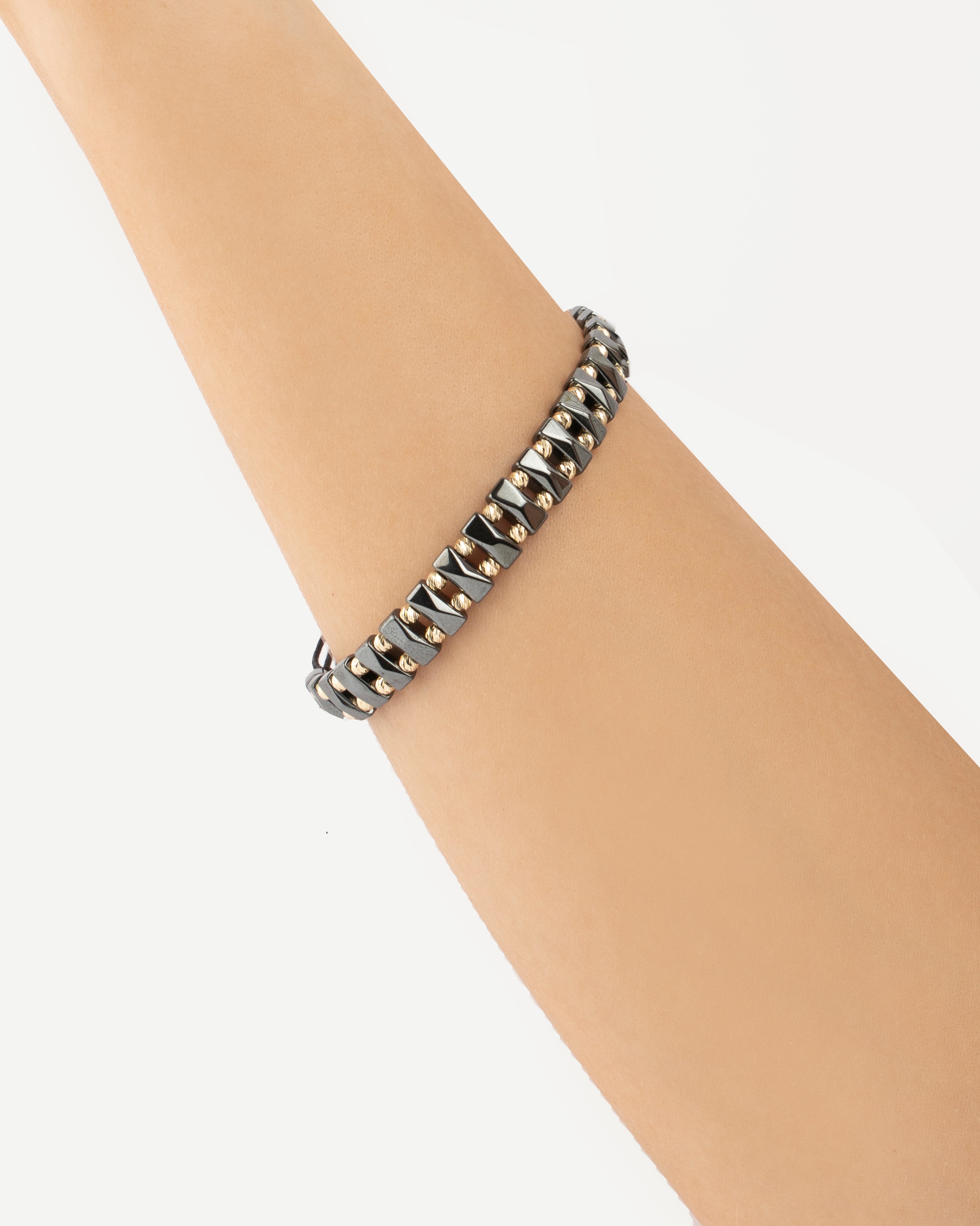 Zlatý šnúrkový náramok Noir Éclat, 14K zlato