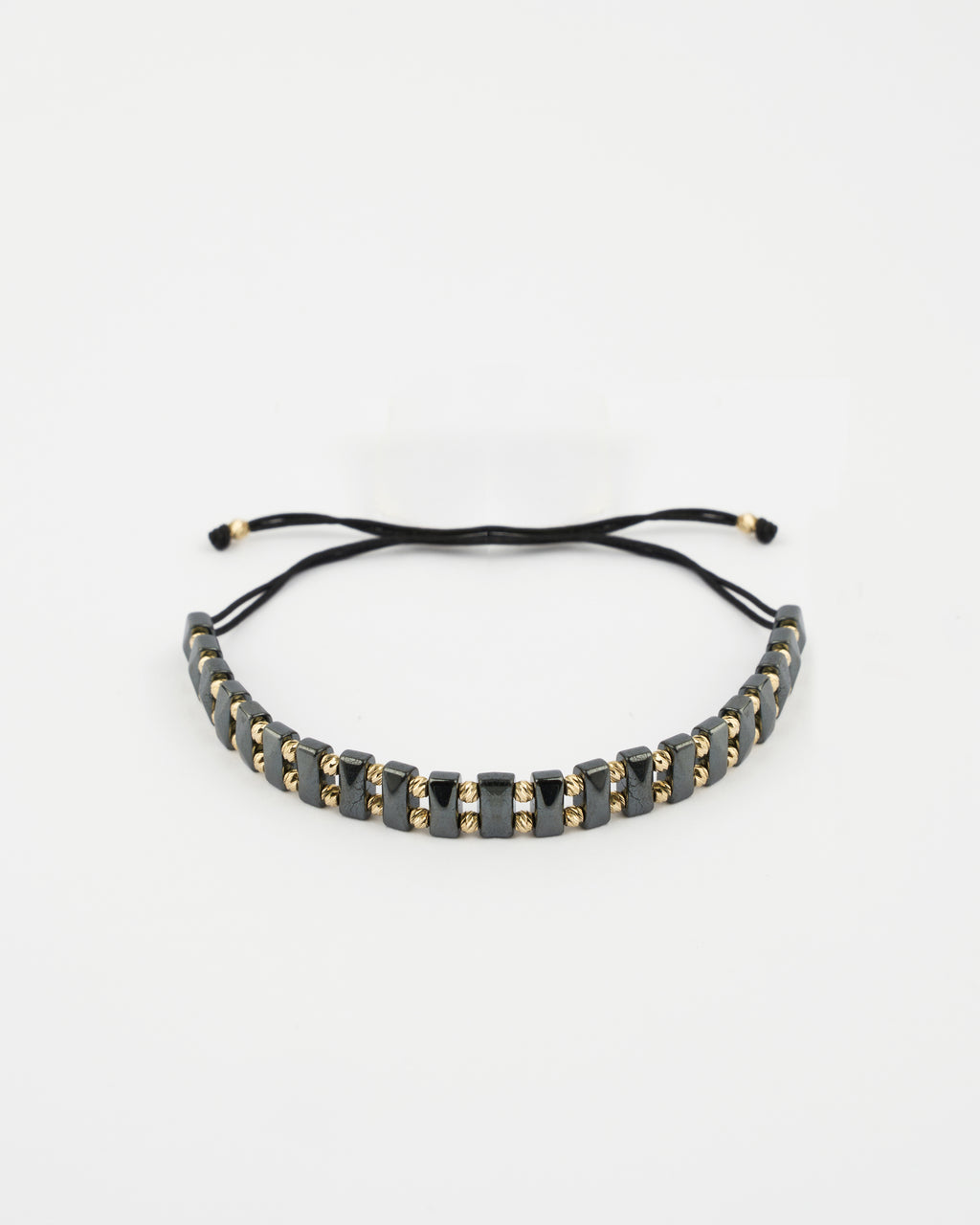 Zlatý šnúrkový náramok Noir Éclat, 14K zlato