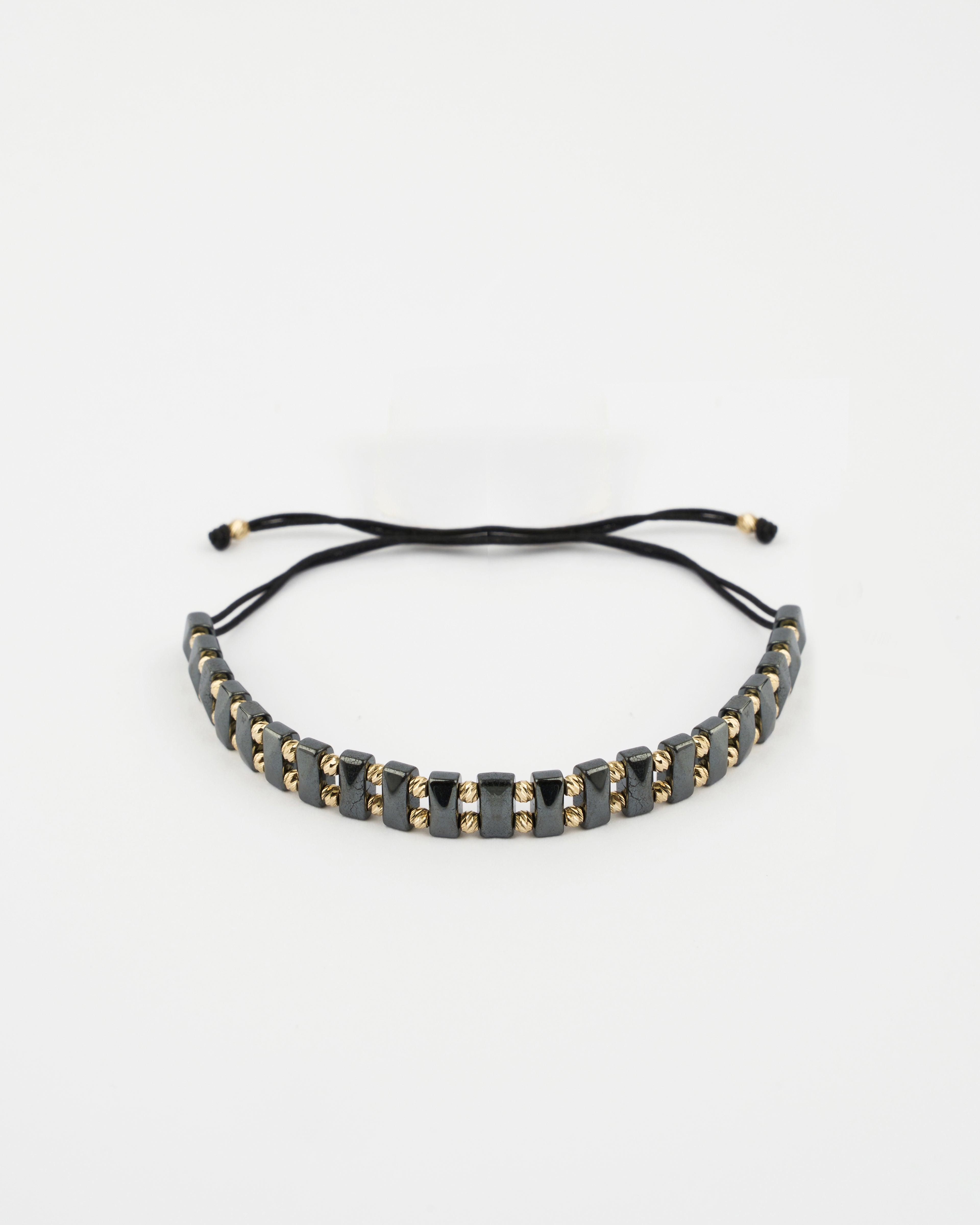 Zlatý šnúrkový náramok Noir Éclat, 14K zlato