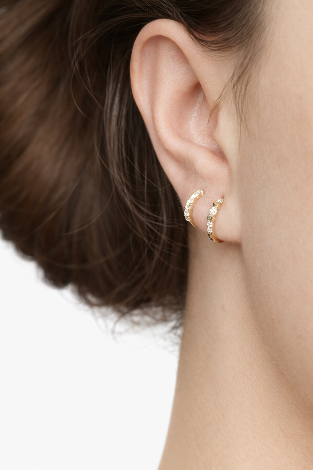 Náušnice Duo Mini Hoops, 14K zlato