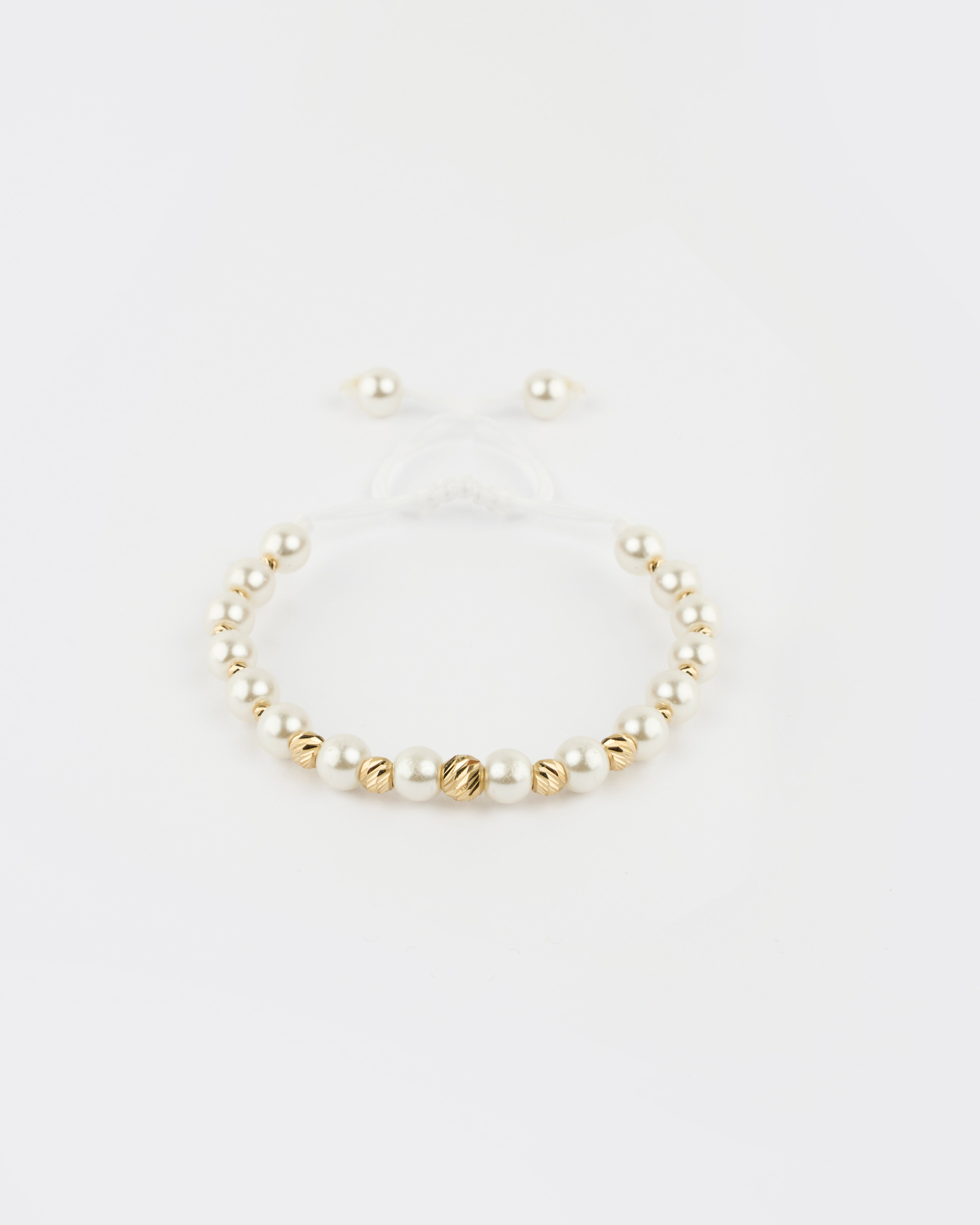 Zlatý šnúrkový náramok Pearl Grace, 14K zlato