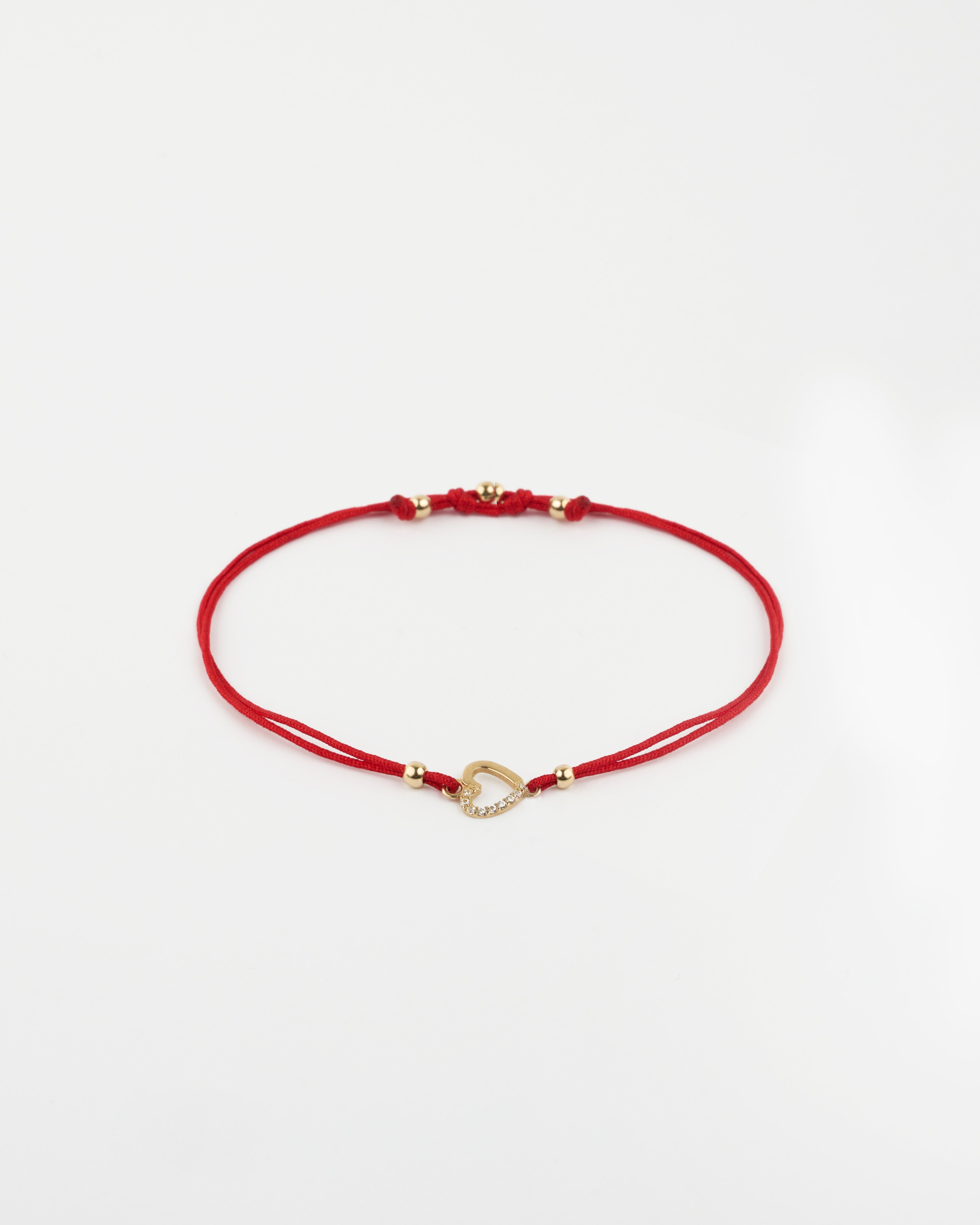 Zlatý šnúrkový náramok Red Heart, 14K zlato
