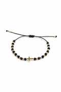 Zlatý šnúrkový náramok Onyx Cross Shine, 14K zlato