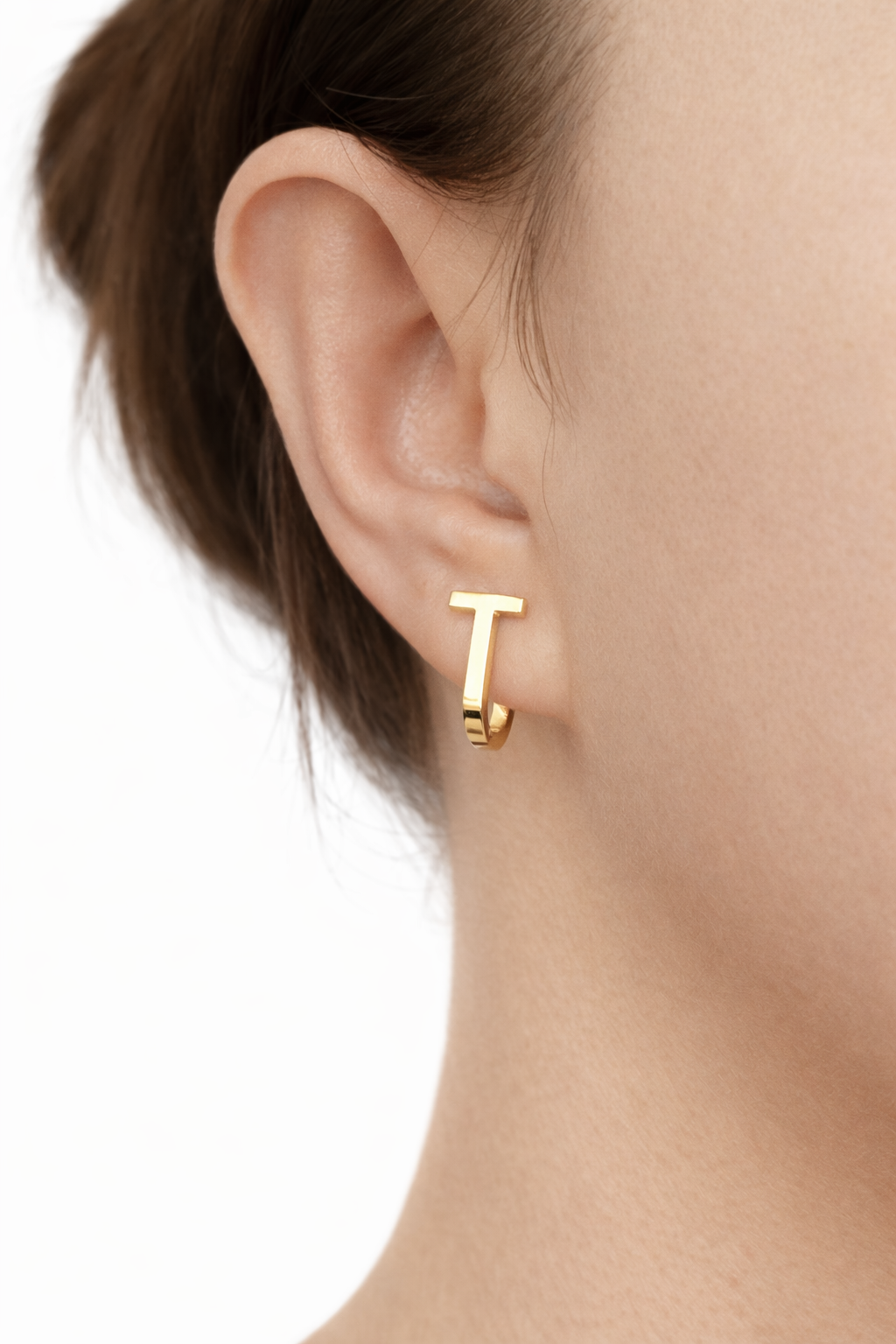 Náušnice T-Bar Hoop, 14K zlato