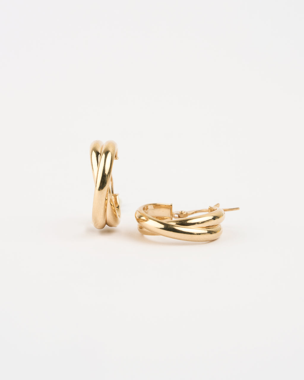 Kruhové náušnice Dual Flow, 14K zlato