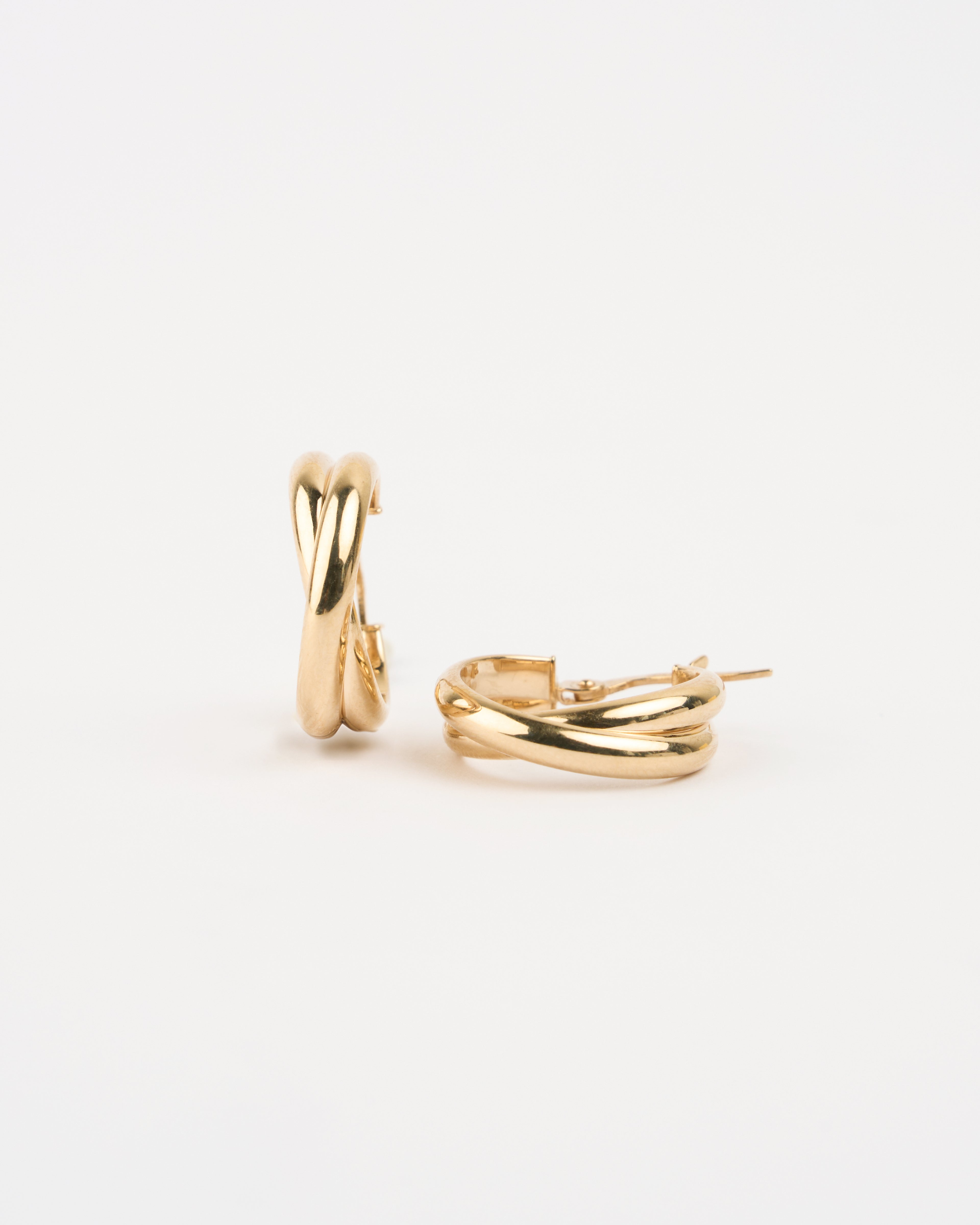 Kruhové náušnice Dual Flow, 14K zlato